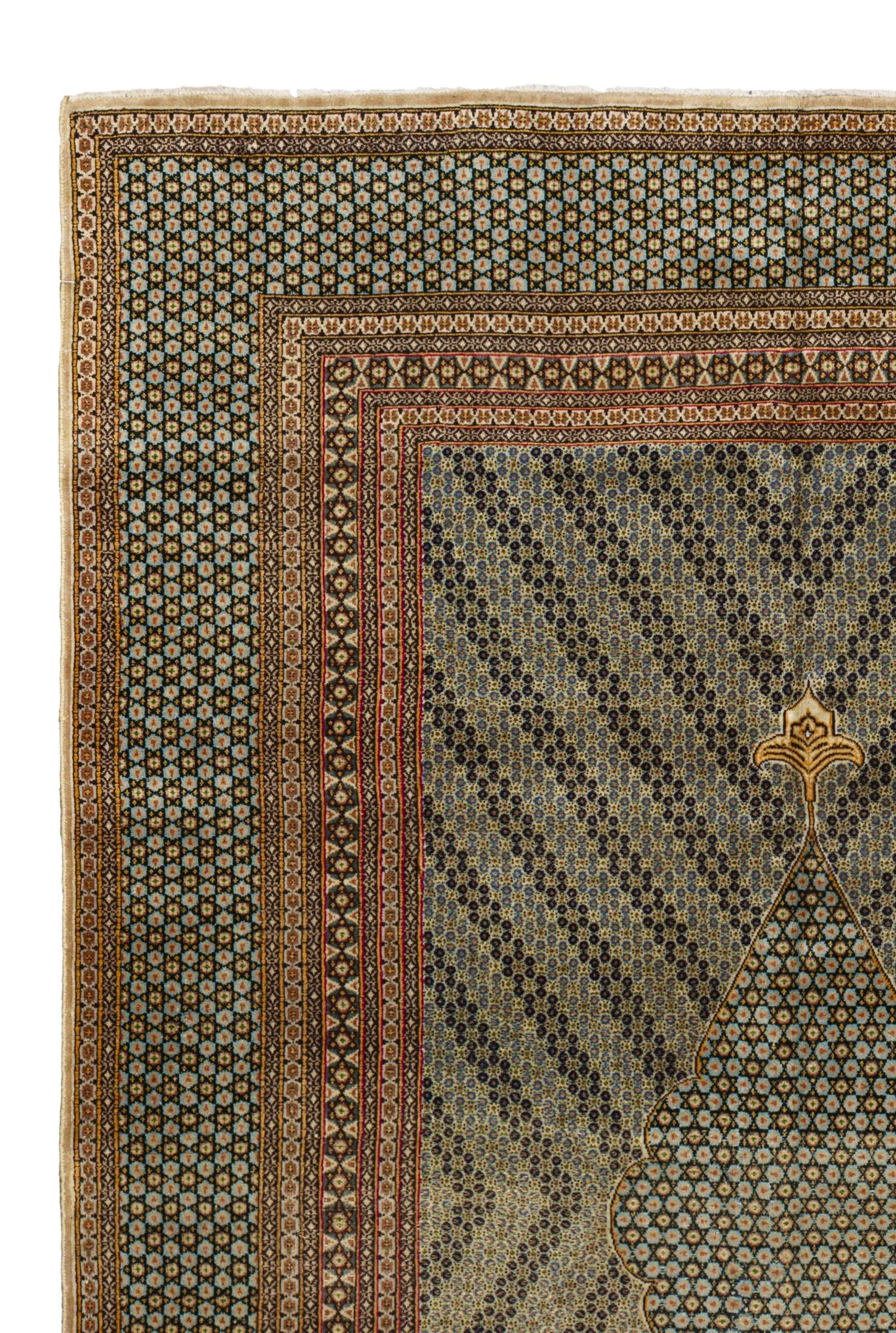 Tribale Tappeto Kerman tessuto a mano - Medaglione centrale - Motivi geometrici - 6 ft X 9 ft in vendita