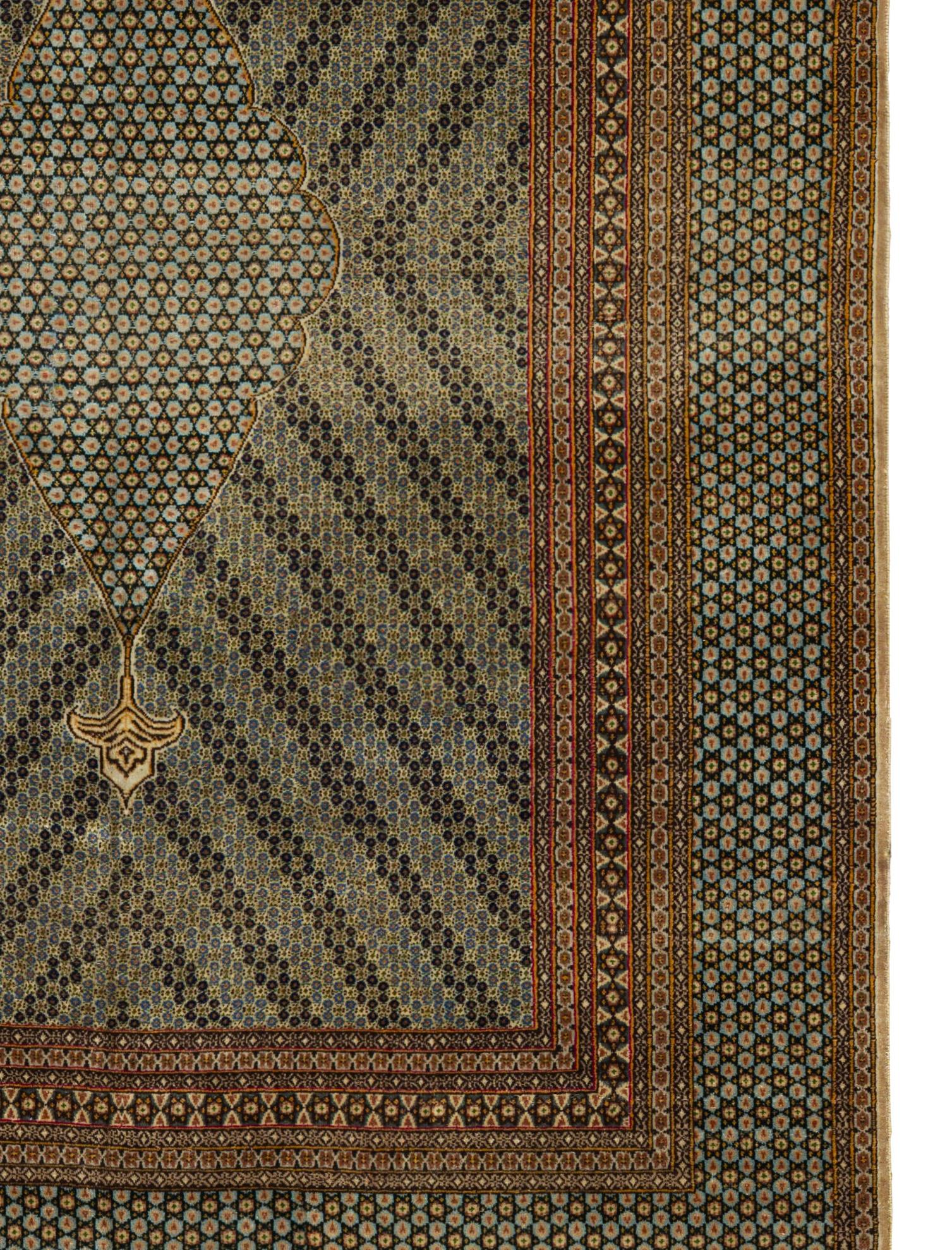 Persiano Tappeto Kerman tessuto a mano - Medaglione centrale - Motivi geometrici - 6 ft X 9 ft in vendita