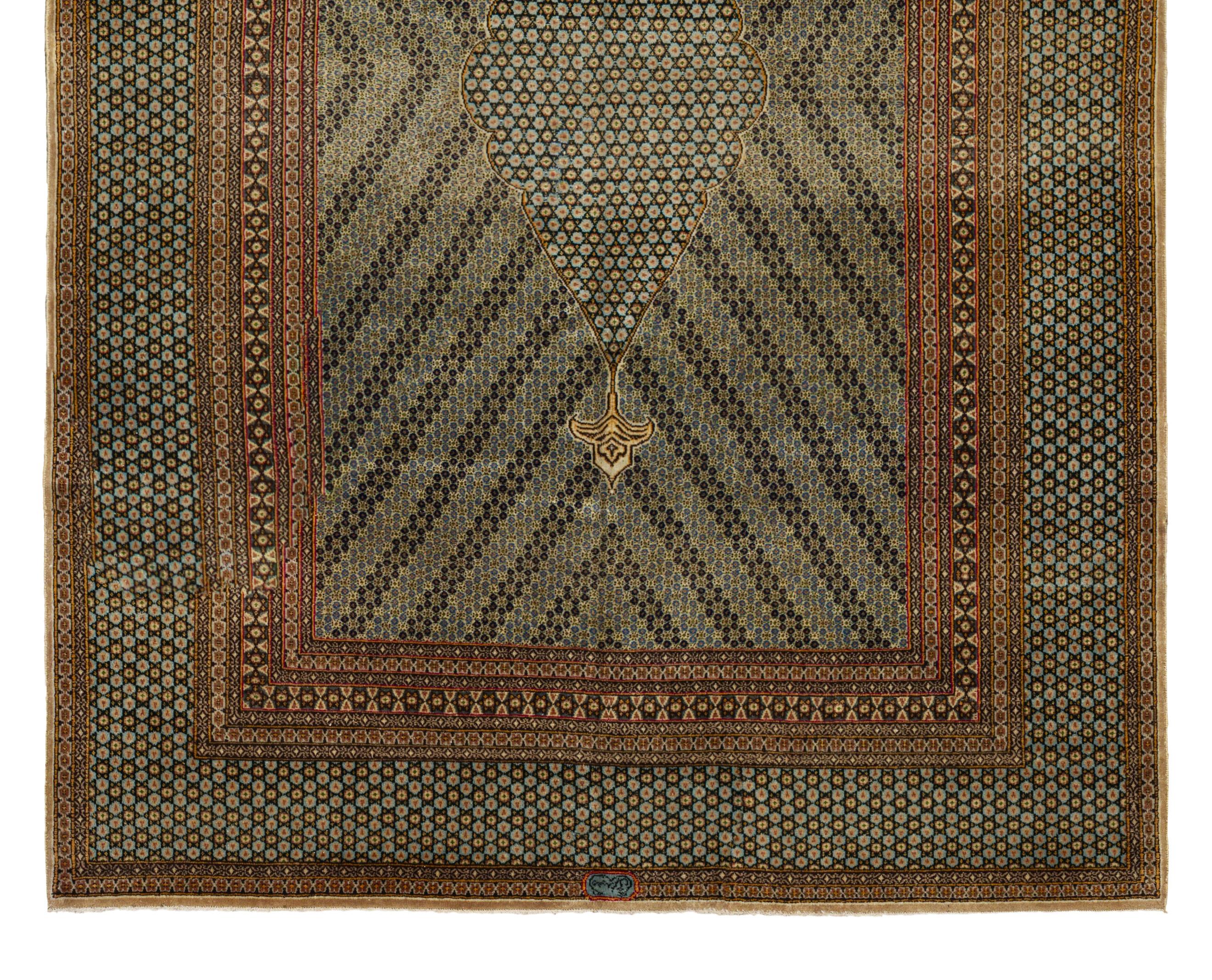 Tessuto a mano Tappeto Kerman tessuto a mano - Medaglione centrale - Motivi geometrici - 6 ft X 9 ft in vendita