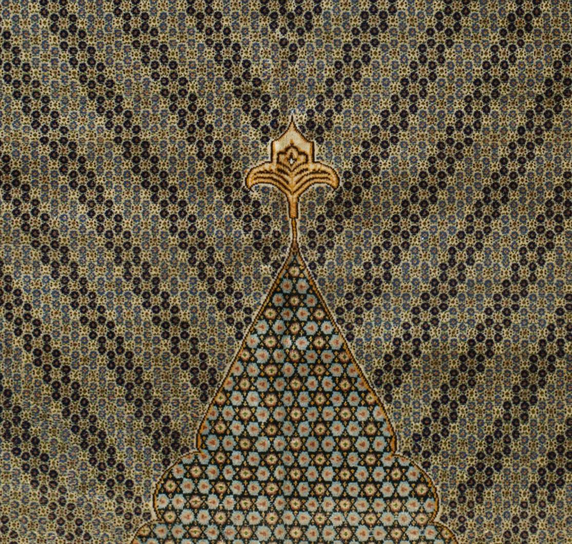 Inizio XX secolo Tappeto Kerman tessuto a mano - Medaglione centrale - Motivi geometrici - 6 ft X 9 ft in vendita