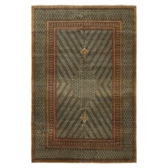 Kerman Hand-Woven Area Rug - Centeral Medalion - Geometric Motifs - 6 ft X 9 ft
