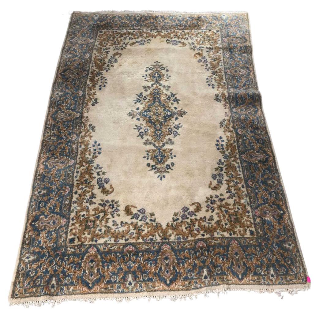 Kerman Wool Carpet,  4' 11" x 2' 11" For Sale