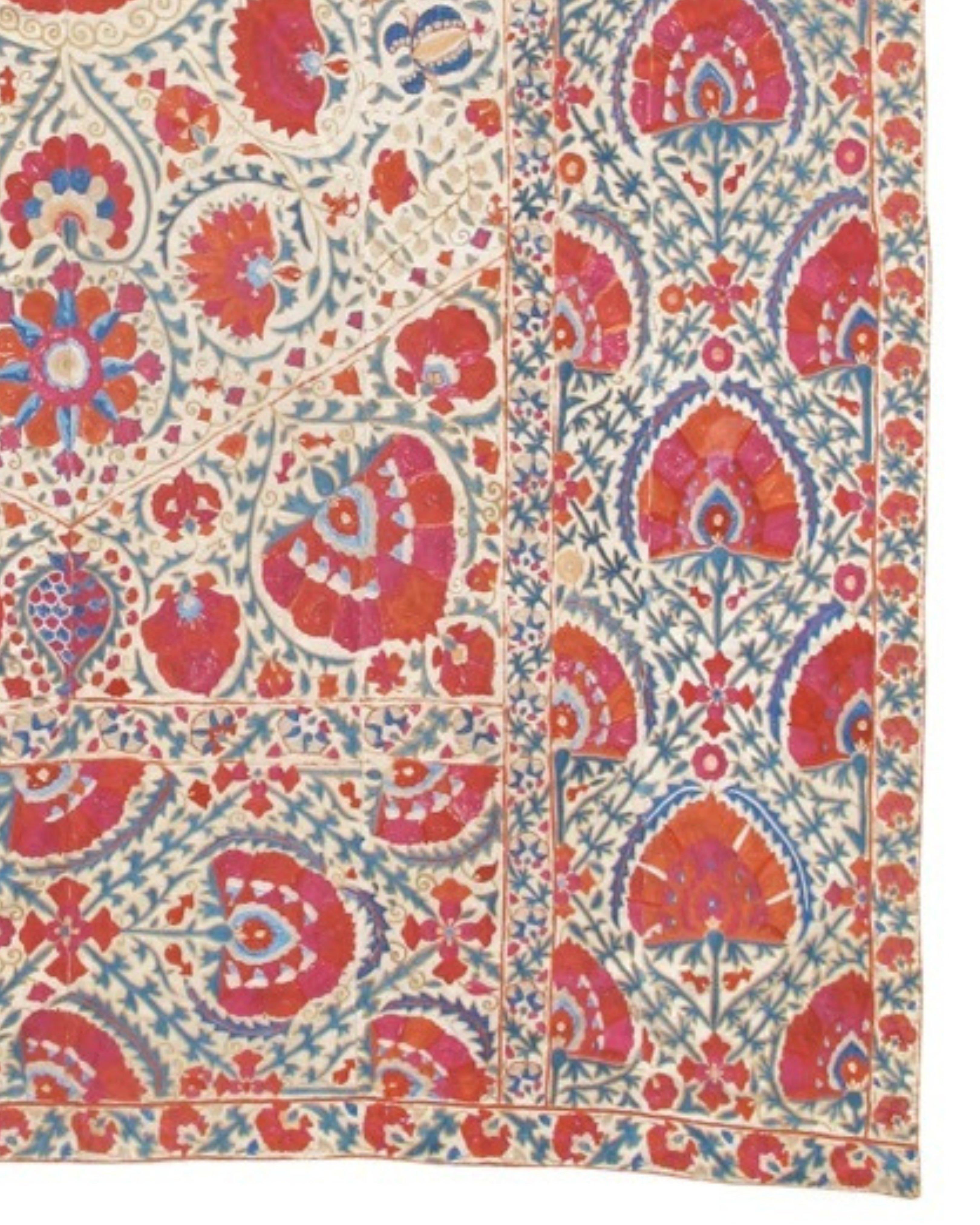18th Century and Earlier Antique Uzbek Kermina Suzani Textile, c. 1800 For Sale