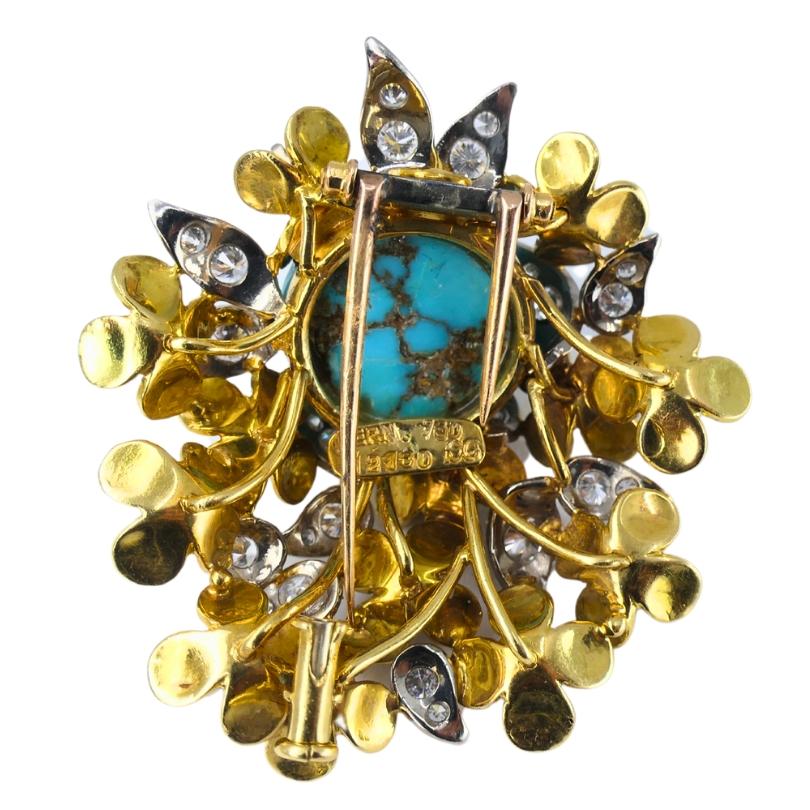 Kern Jewelry Set Gold Turquoise Cabochon Sapphire Diamond in vendita 9
