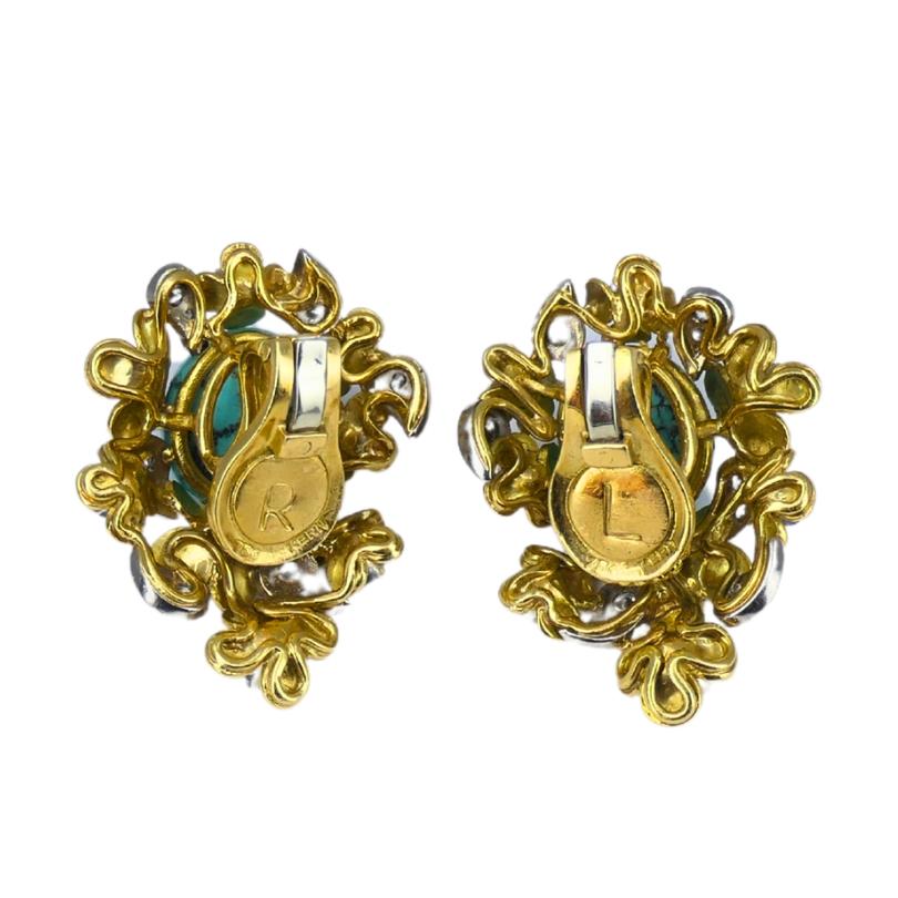 Kern Jewelry Set Gold Turquoise Cabochon Sapphire Diamond in vendita 1