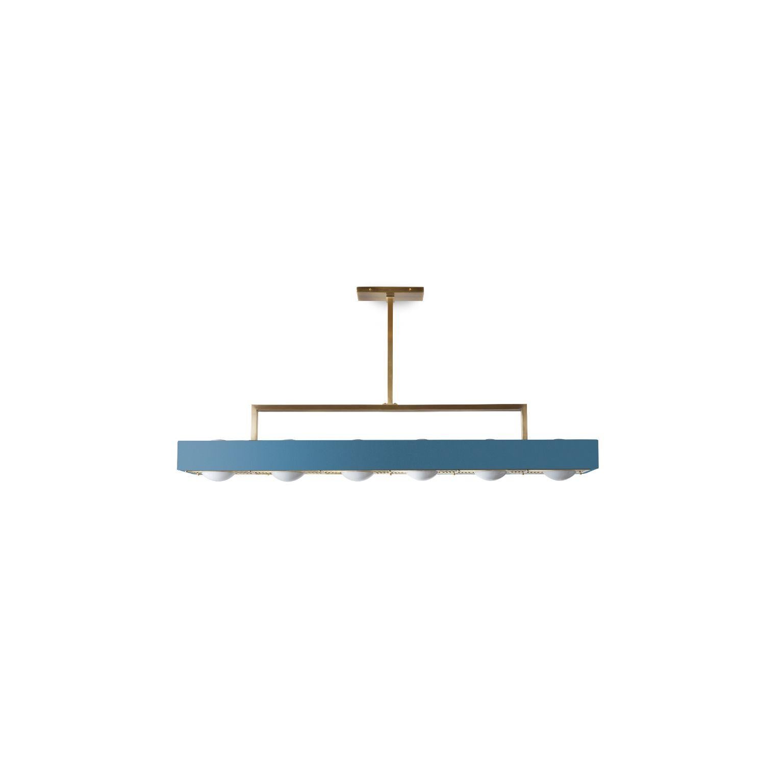Kernel pendant light XL - Blue by Bert Frank
Dimensions: 22.6 (only lamp) x 119 x 20 cm
Materials: Brass, steel

Also available: in white and black.

When Adam Yeats and Robbie Llewellyn founded Bert Frank in 2013 it was a meeting of minds and the