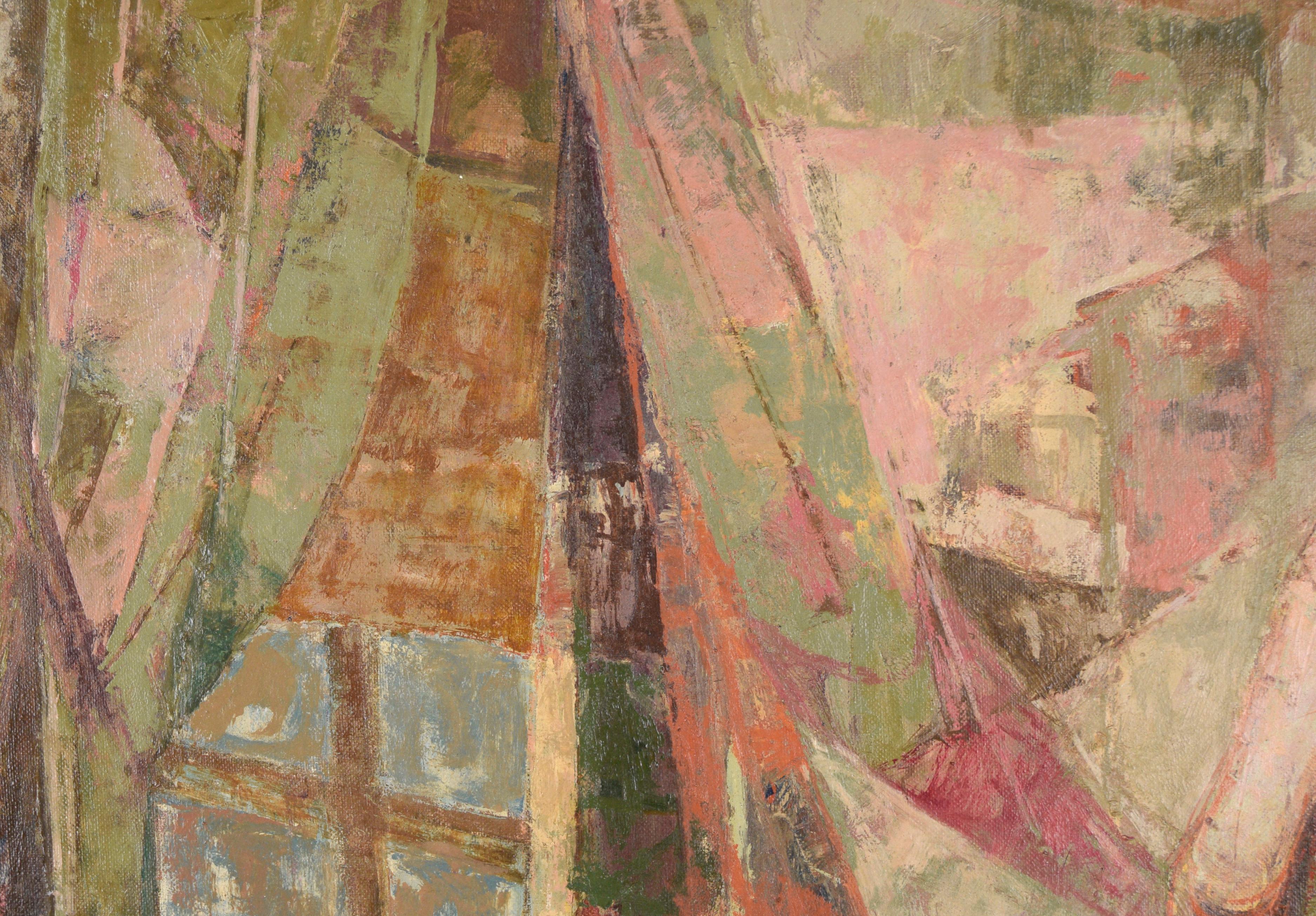 Mujer desnuda cubista junto a la ventana al óleo sobre panel ilustración envuelto en lienzo - Painting Contemporáneo de Kero Antoyan