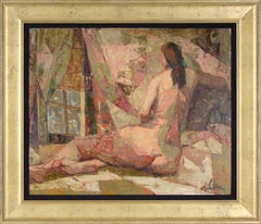 Cubist Nude Woman by the Window in Oil on Canvas-Wrapped Illustration Panel