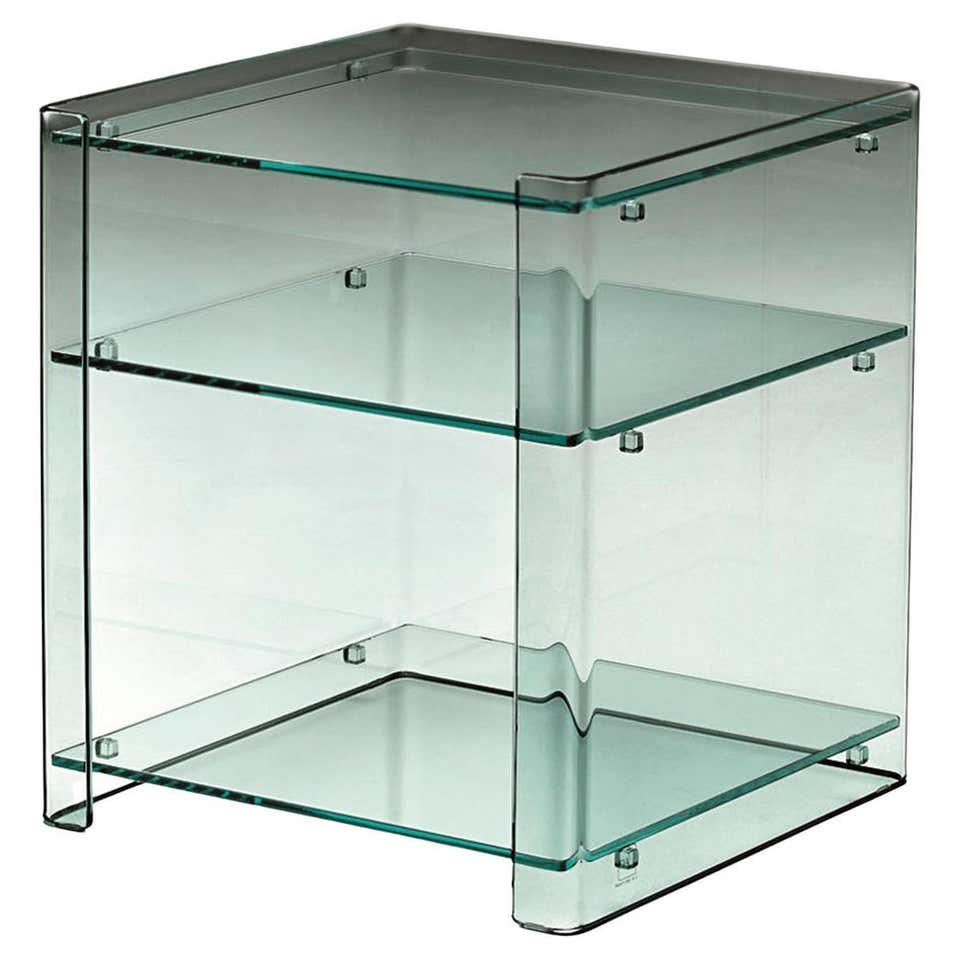 Tertio Side Table Clear Glass and Clear Acrylic For Sale at 1stDibs