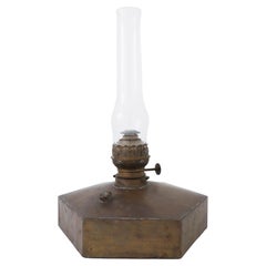 Lampe Kerosene, laiton hexagonal, fin du XIXe sicle