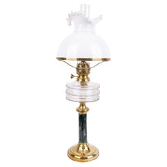 Kerosene Lamp In Brass & White Opal Glass By Funen Glassworks From 1880s Kerosene Lamp In Brass & White Opal Glass By Funen Glassworks From 1880s