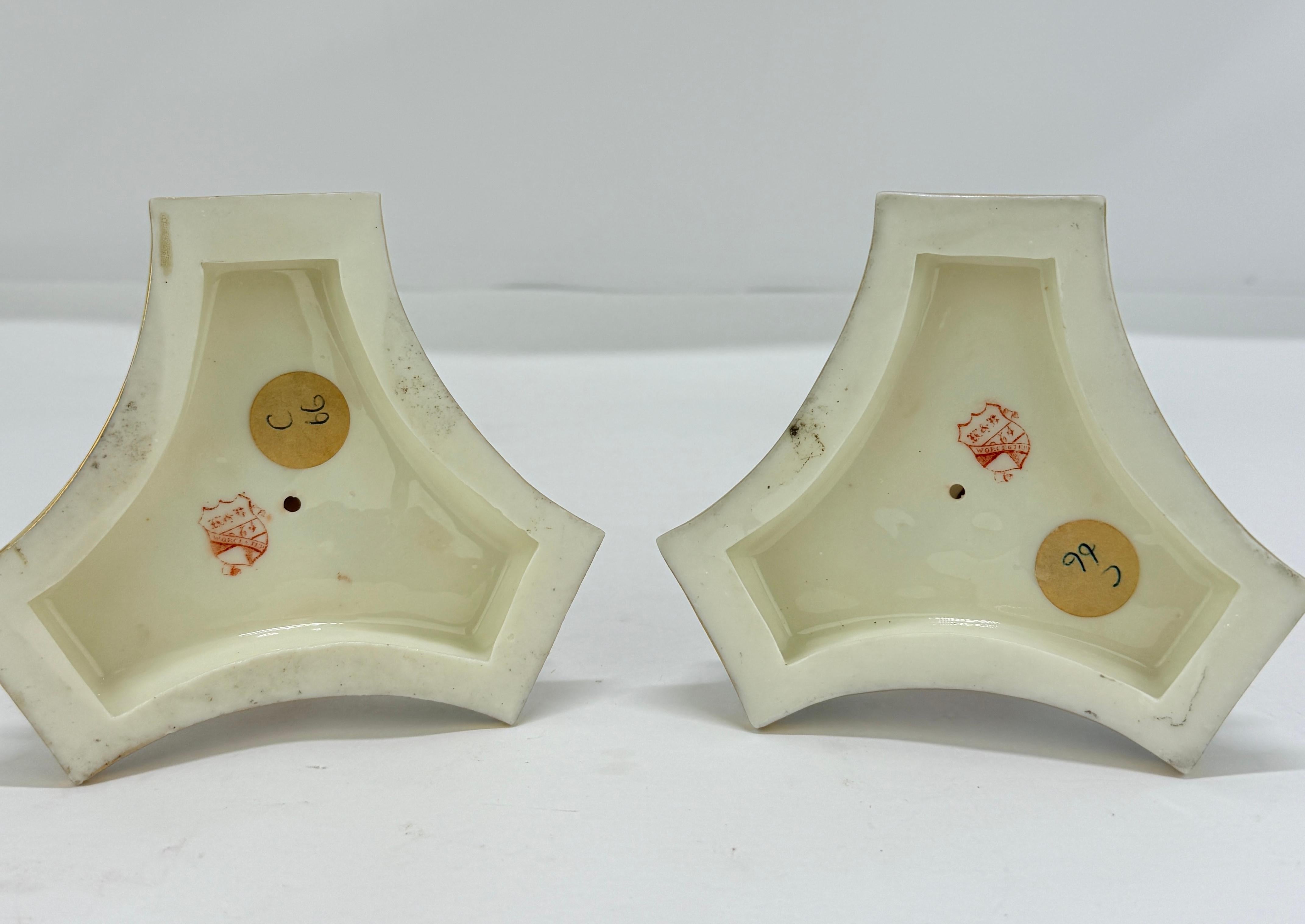 Candelieri Kerr & Binns Worcester in porcellana egiziana, CIRCA 1852-1862 In condizioni buone in vendita a Atlanta, GA