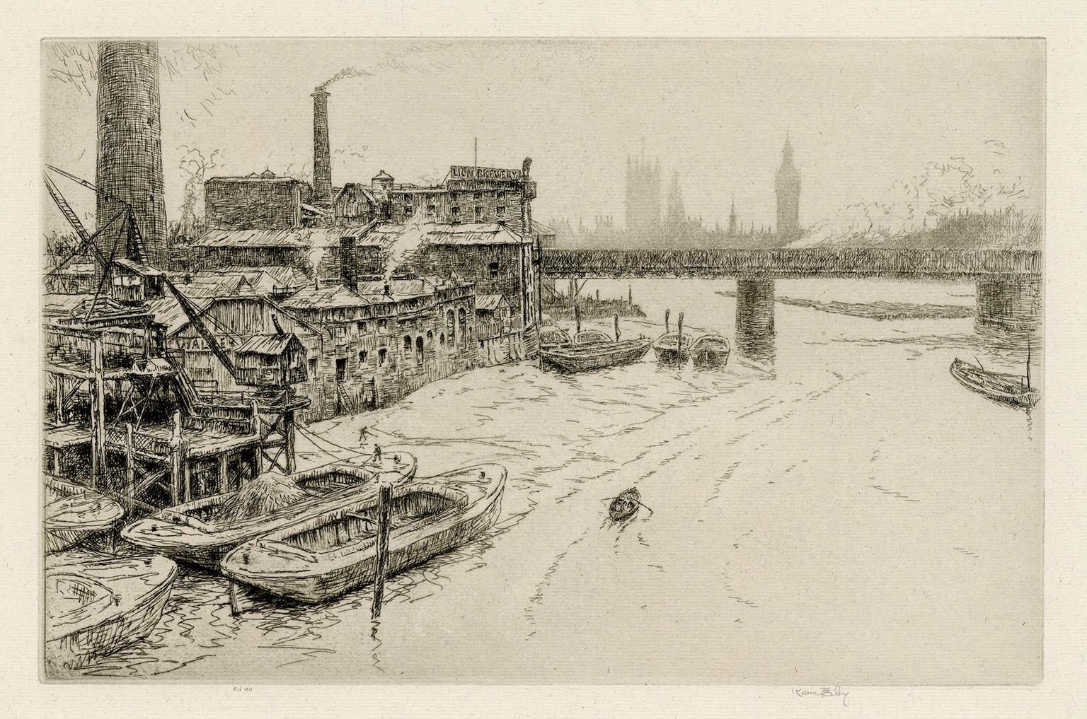 Landscape Print de Kerr Eby - Puente de Hungerford, Londres