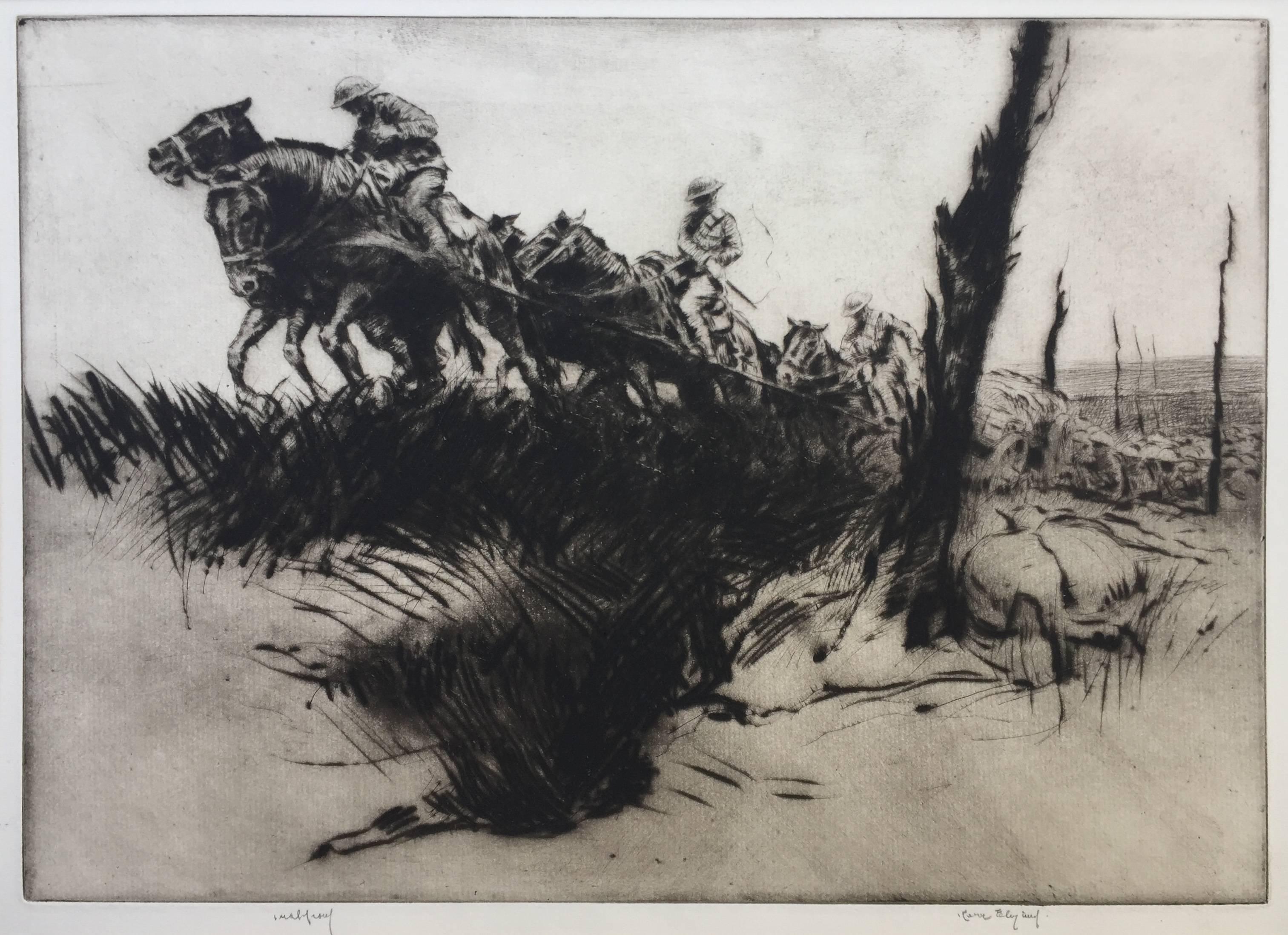 ROUGH GOING - (WORLD WAR 1) - Print by Kerr Eby