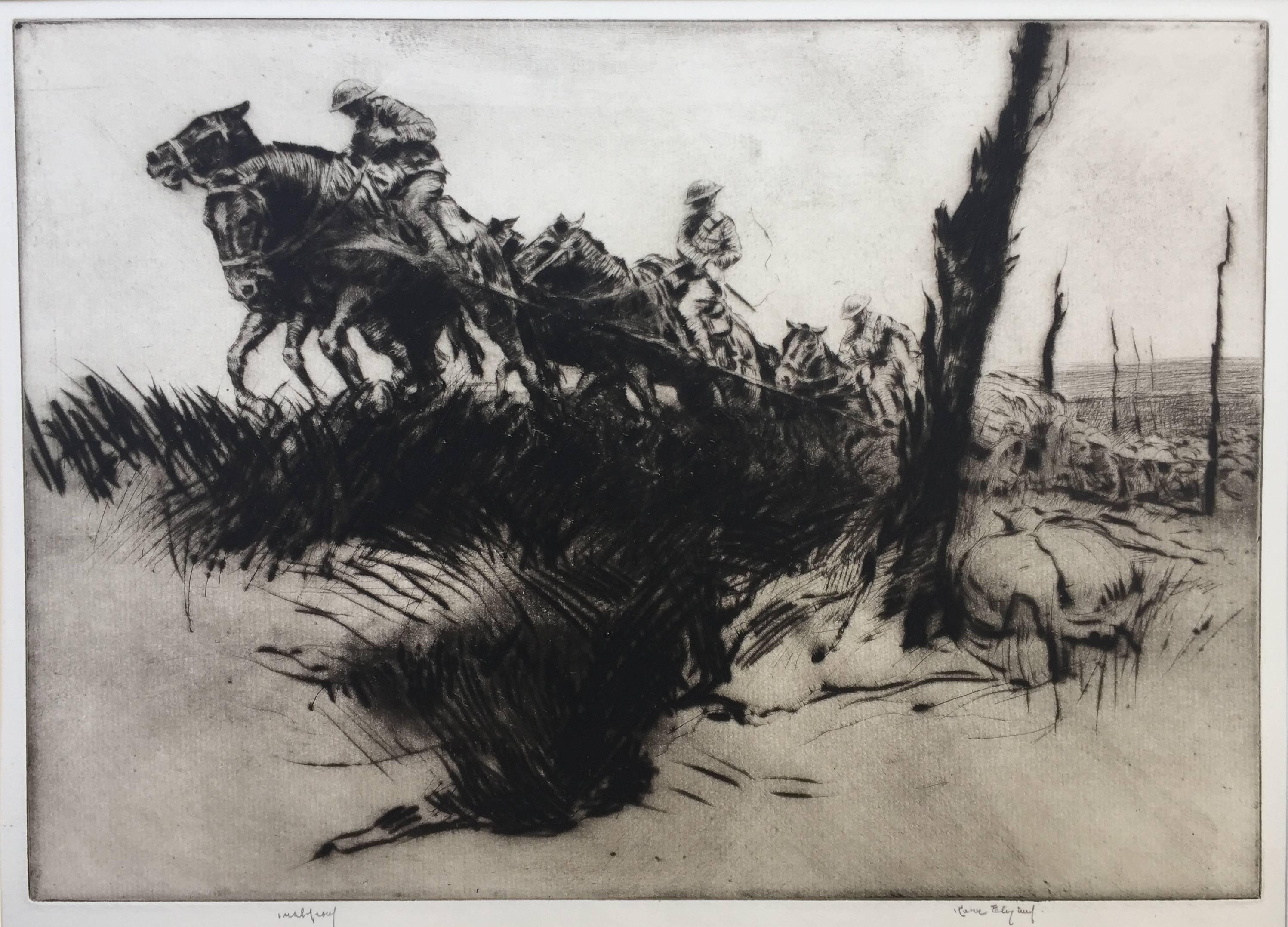 Kerr Eby Landscape Print - ROUGH GOING - (WORLD WAR 1)