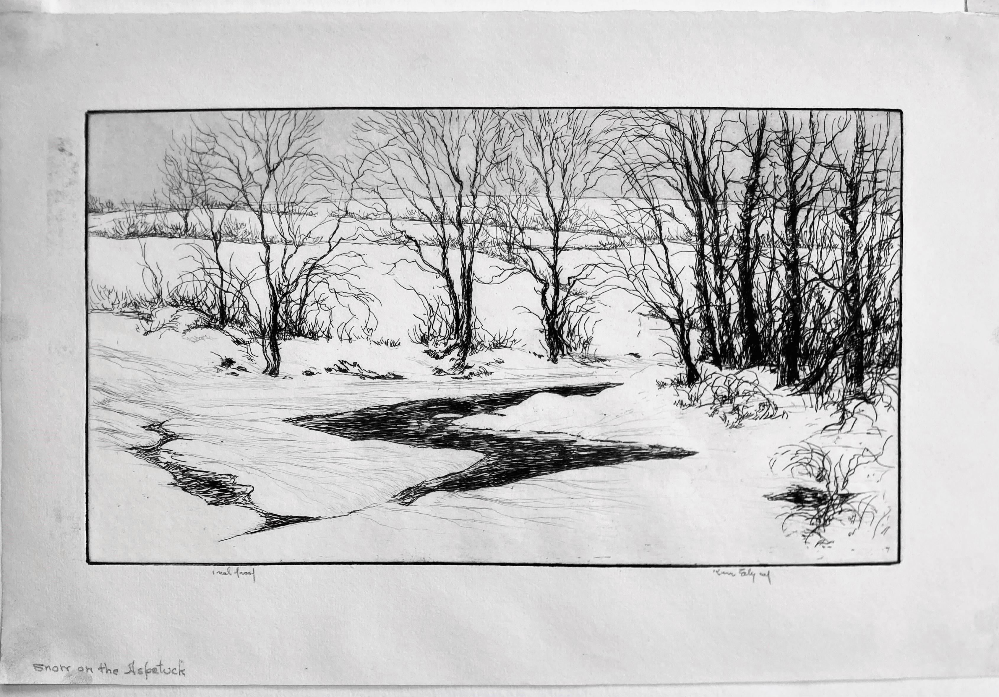 Snow on the Aspetuck. - Print by Kerr Eby