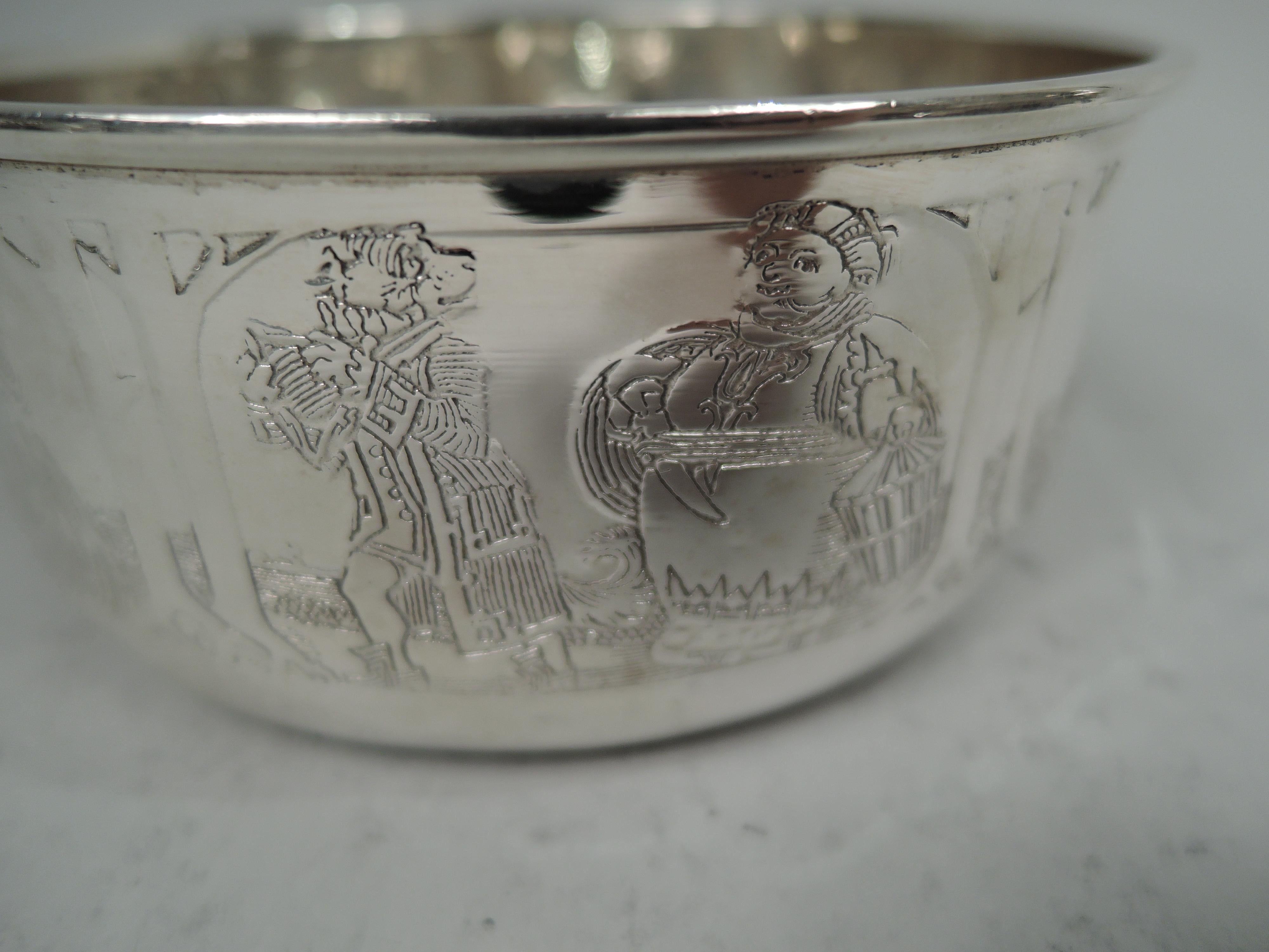 Kerr Edwardian Art Nouveau Sterling Silver Fairytale Porringer In Good Condition For Sale In New York, NY