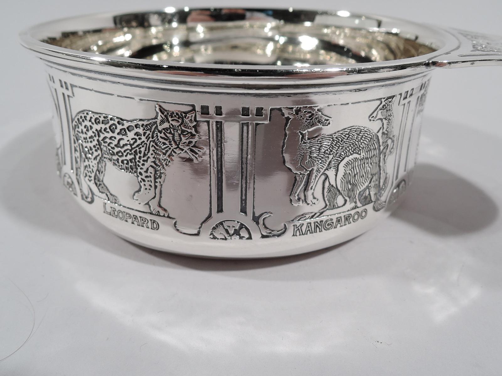 Kerr Edwardian Sterling Silver Sweet Beast Baby Porringer and Plate In Excellent Condition In New York, NY