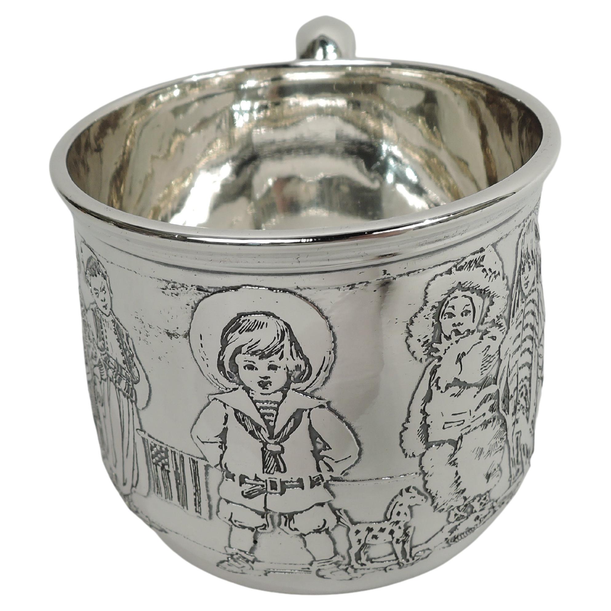 Kerr Sterling Silver Baby Cup Rich in Turn-of-the-century Assumptions For Sale