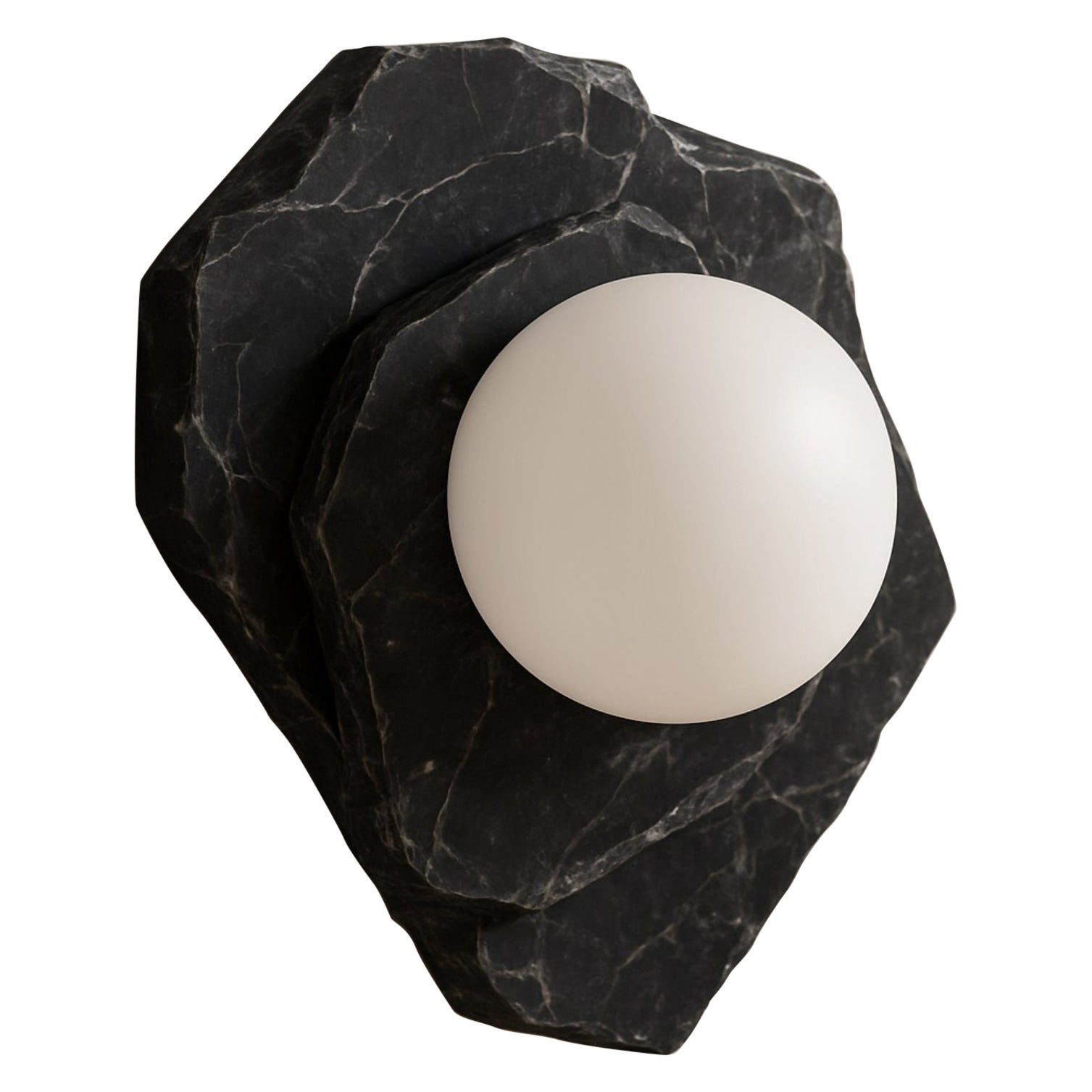Kerr Unique Wall Sconce in Black Marble, Glass & Aluminum by Andres Monnier
