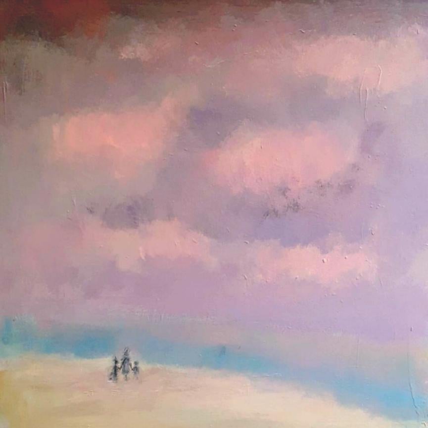 Landscape Painting di Kerream Jones - Passeggiate estive, Pittura, Acrilico su pannello di Wood