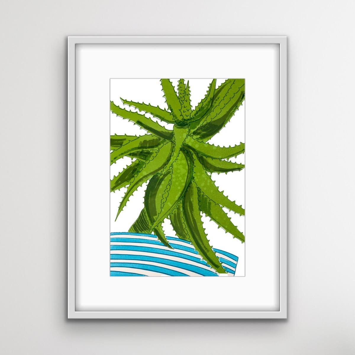 Aloe Vera, Arte della natura morta, Arte floreale, Arte dei cactus, Arte luminosa, Arte accessibile - Print Pop Art di Kerry Day