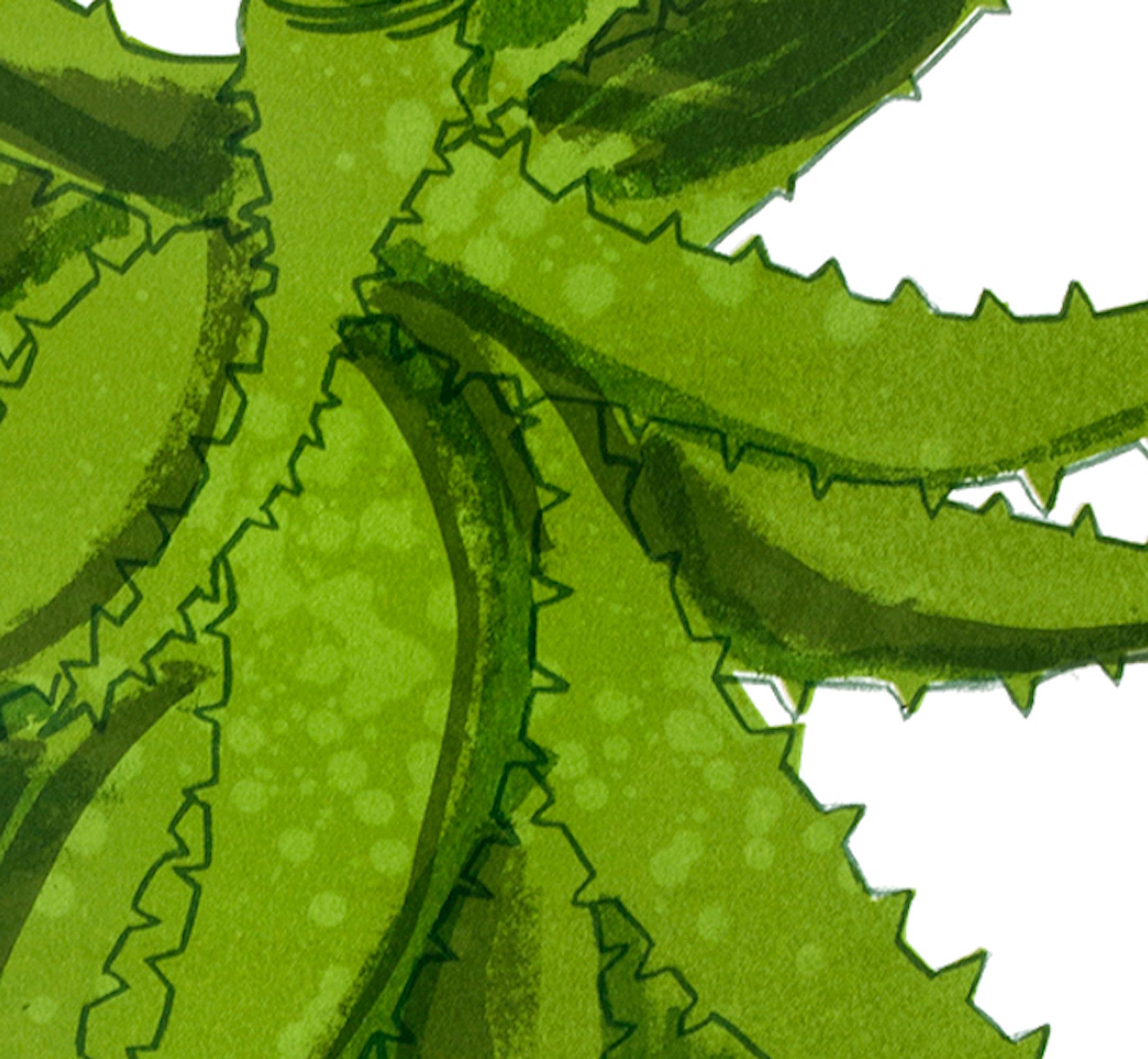 Nature morte d'une plante d'Aloe Vera par Kerry Day est une sérigraphie originale et variée, en édition limitée, à plusieurs couches. Imprimée sur du papier Somerset, elle a été imprimée jusqu'à l'extrémité de la feuille.
Kerry Day est disponible en
