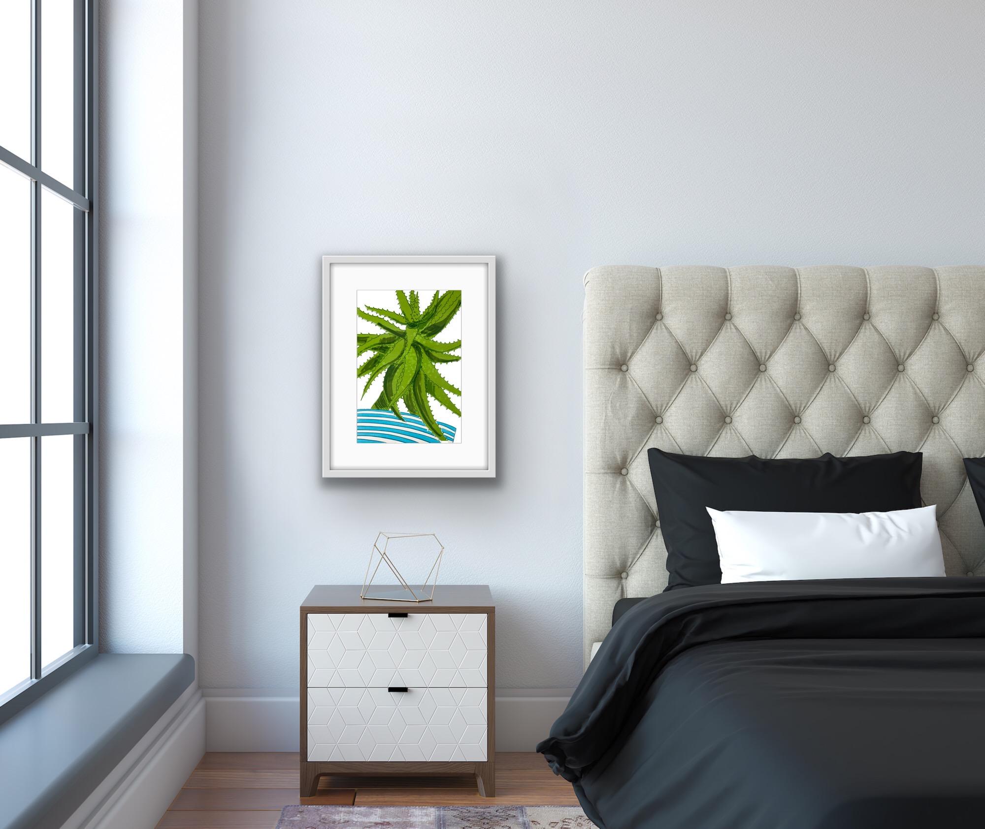 Aloe Vera, Nature morte, Art floral, Art Cacti, Art lumineux, Art abordable en vente 1
