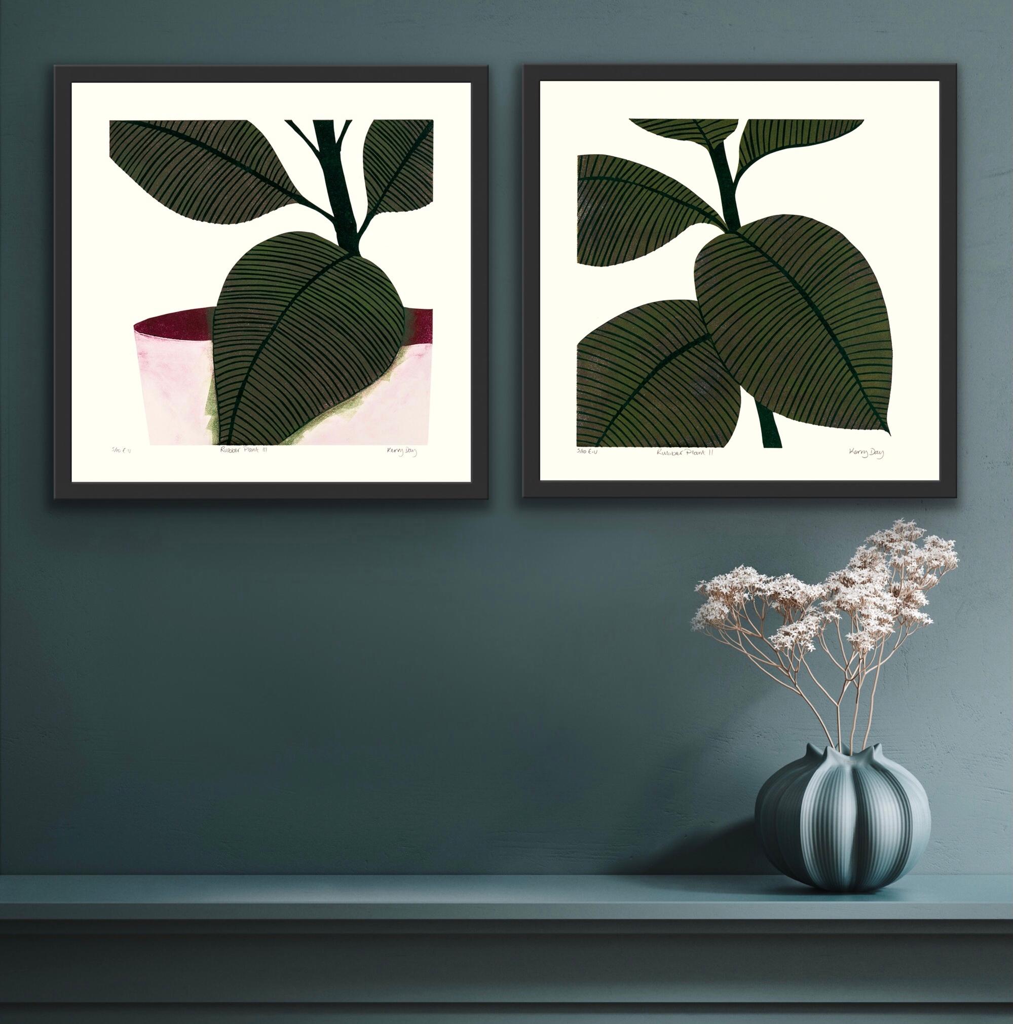 Rubber Plant II and Rubber Plant III diptych - Print by Kerry Day