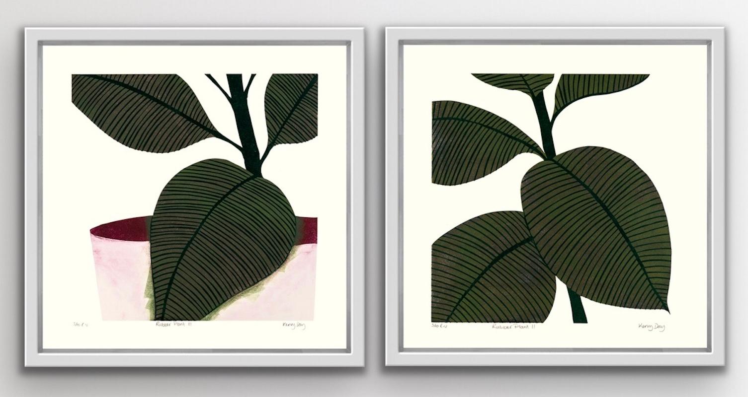 Kerry Day Still-Life Print - Rubber Plant II and Rubber Plant III diptych
