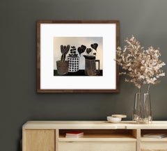 The Cactus, The Money Tree and The Begonia, Monochrome Art, Floral Art, B+W Art