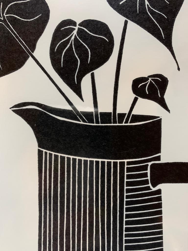 The Cactus, The Money Tree and The Begonia, Monochrome Art, Floral Art, B+W Art - Beige Abstract Print by Kerry Day