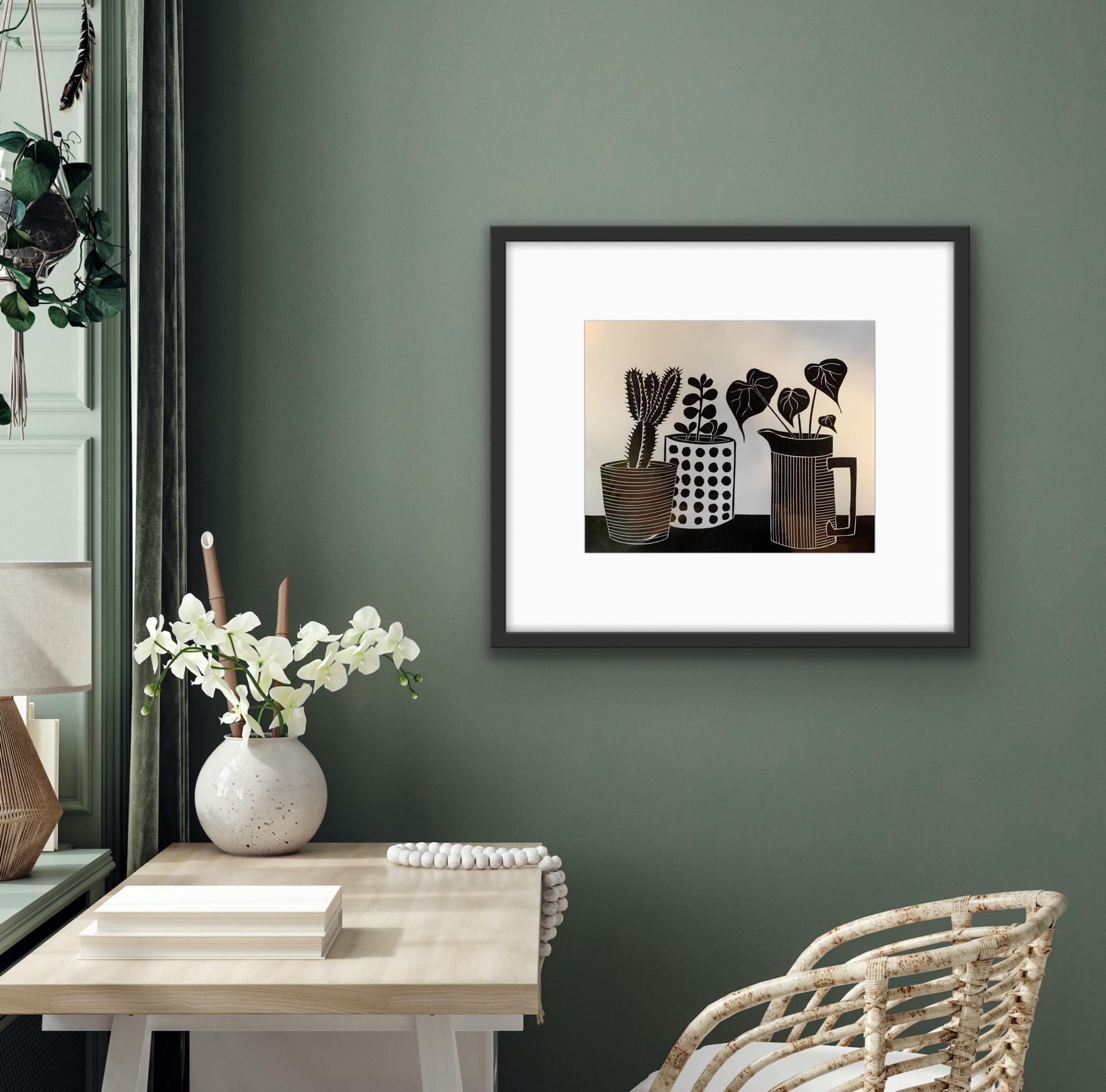 Impresión en blanco y negro de edición limitada de diferentes plantas.
Kerry Day está disponible en línea y en nuestra galería de Wychwood Art. Originaria de Londres, me formé como ceramista en la Universidad de Bath Spa y ahora vivo y trabajo en