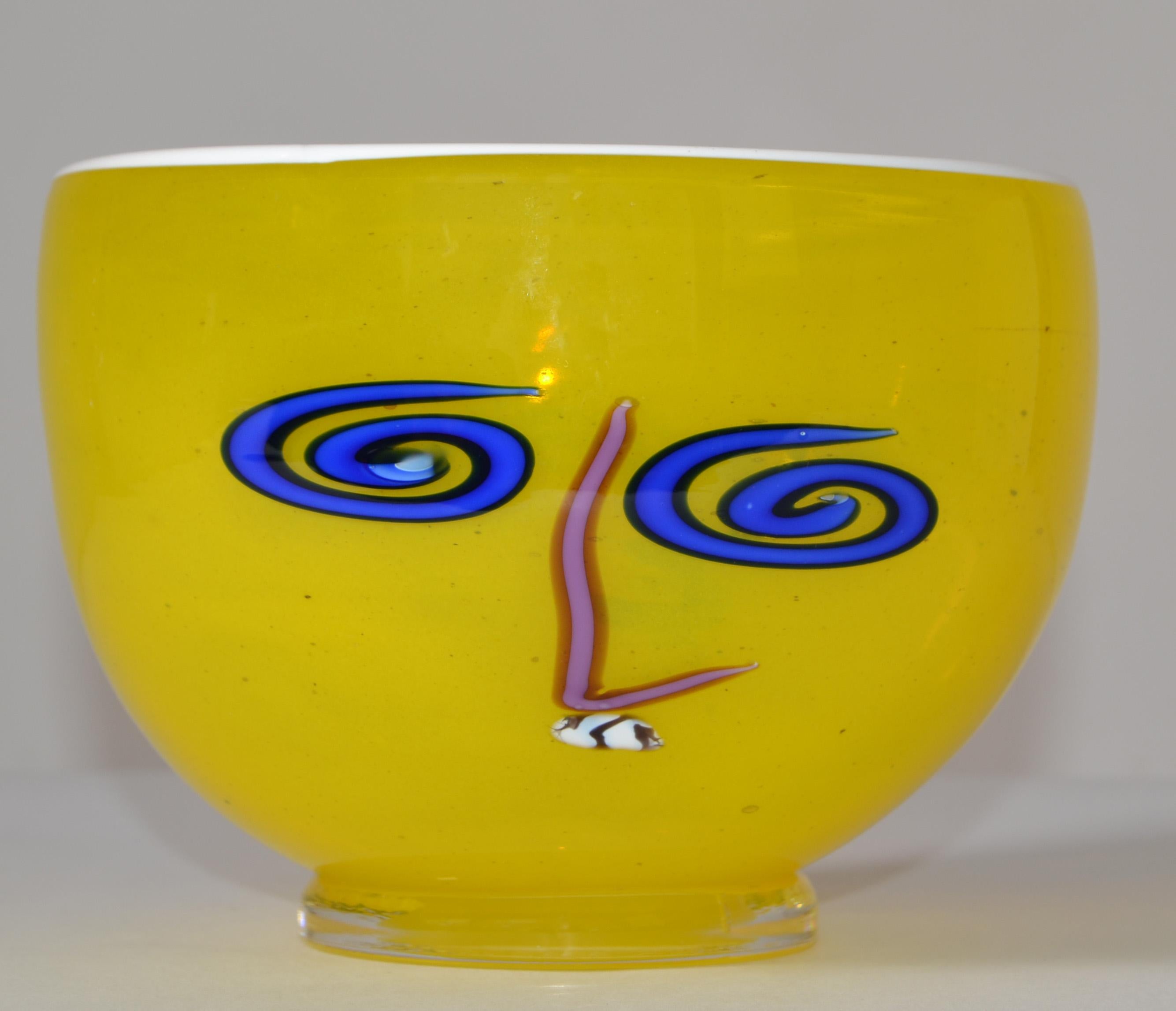 Bol en verre d'art optique Kerry Feldman par Fineline d'après Picasso, mi-siècle moderne, 80 en vente 5