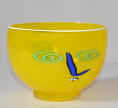Kerry Feldman Op Art Glass Bowl by Fineline After Picasso Mid-Century Modern 80