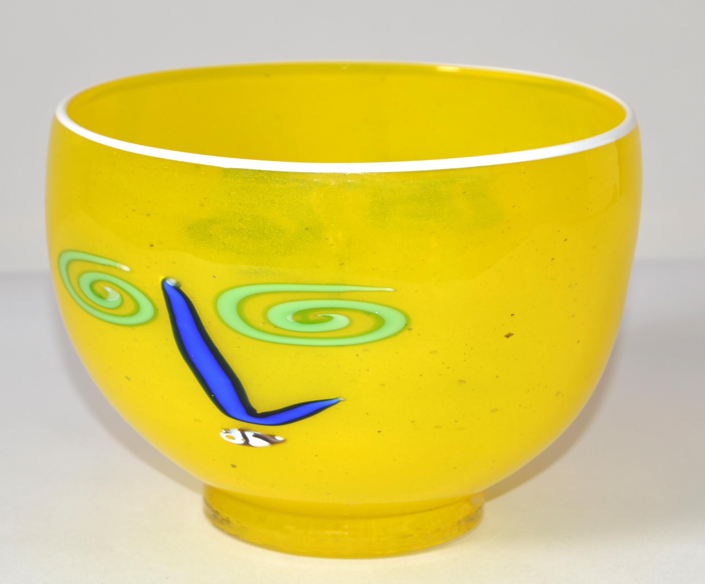 Mid-Century Modern Bol en verre d'art optique Kerry Feldman par Fineline d'après Picasso, mi-siècle moderne, 80 en vente