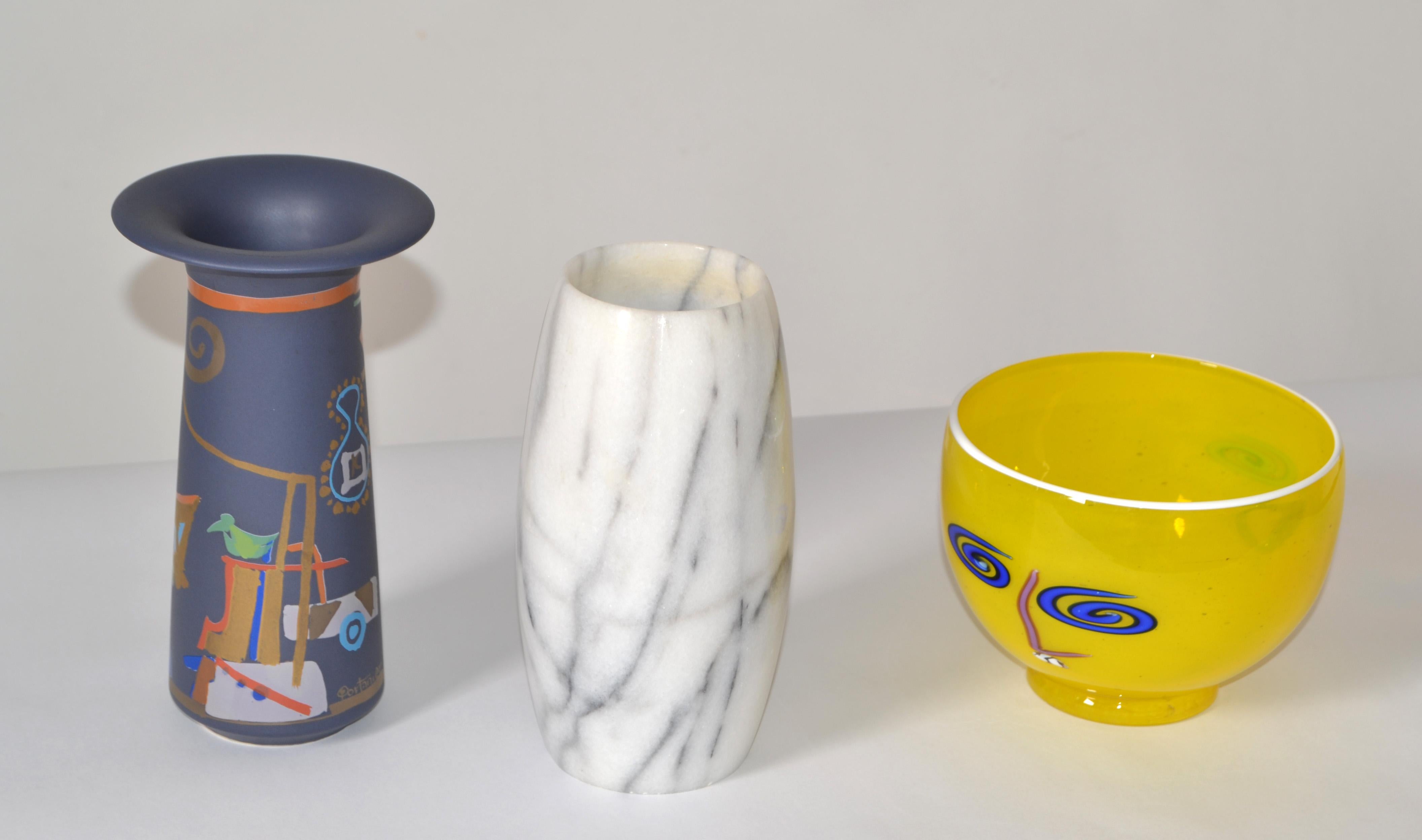 20ième siècle Bol en verre d'art optique Kerry Feldman par Fineline d'après Picasso, mi-siècle moderne, 80 en vente