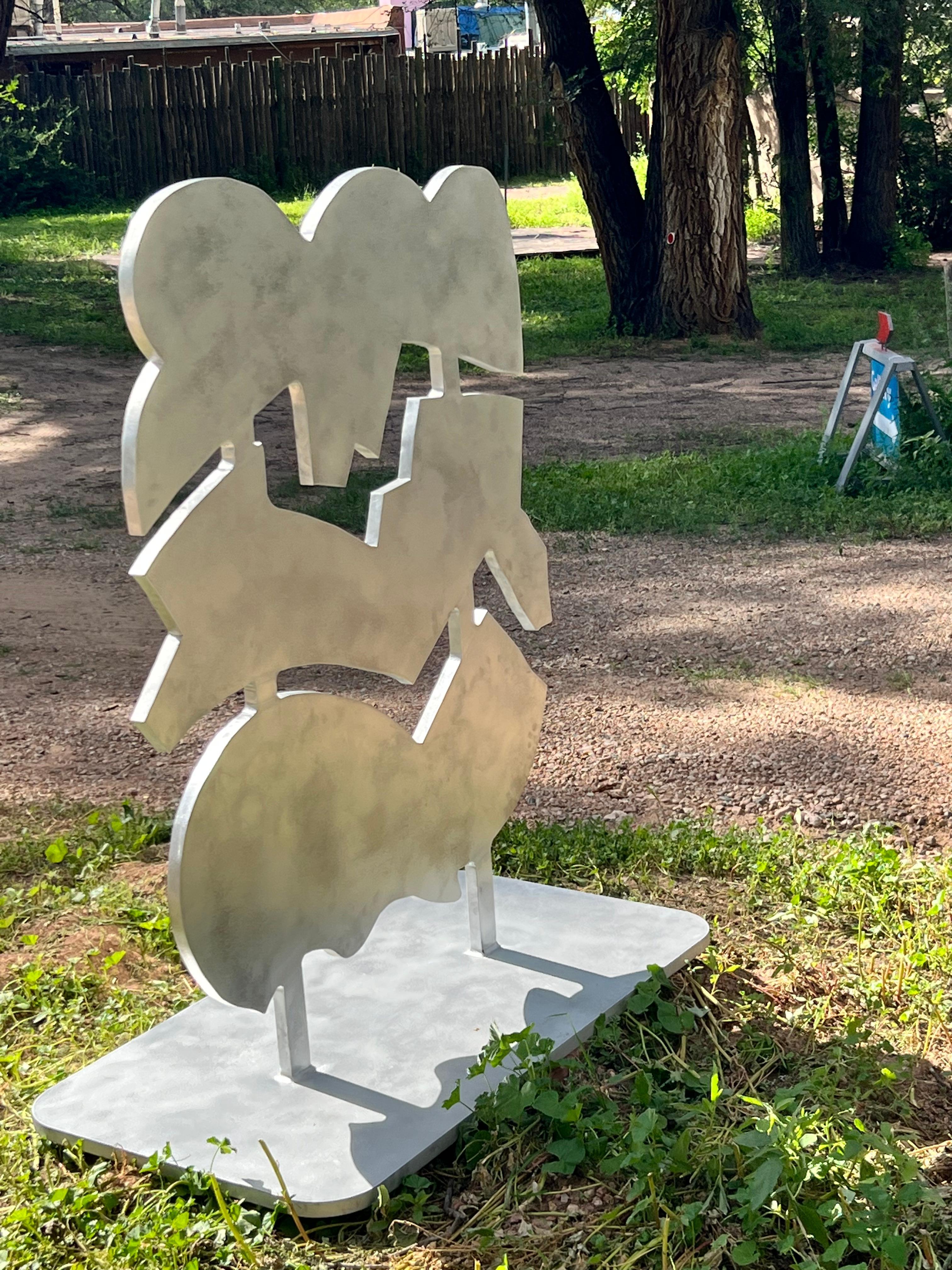 Cloudy, aluminum, sculpture, by Kerry Green, silver, clouds, stacked, outdoor

limited edition of 8

signed and numbered by the artist on the base

Since childhood, Kerry Green has always been creative; painting, drawing, sculpting, and sewing. Her