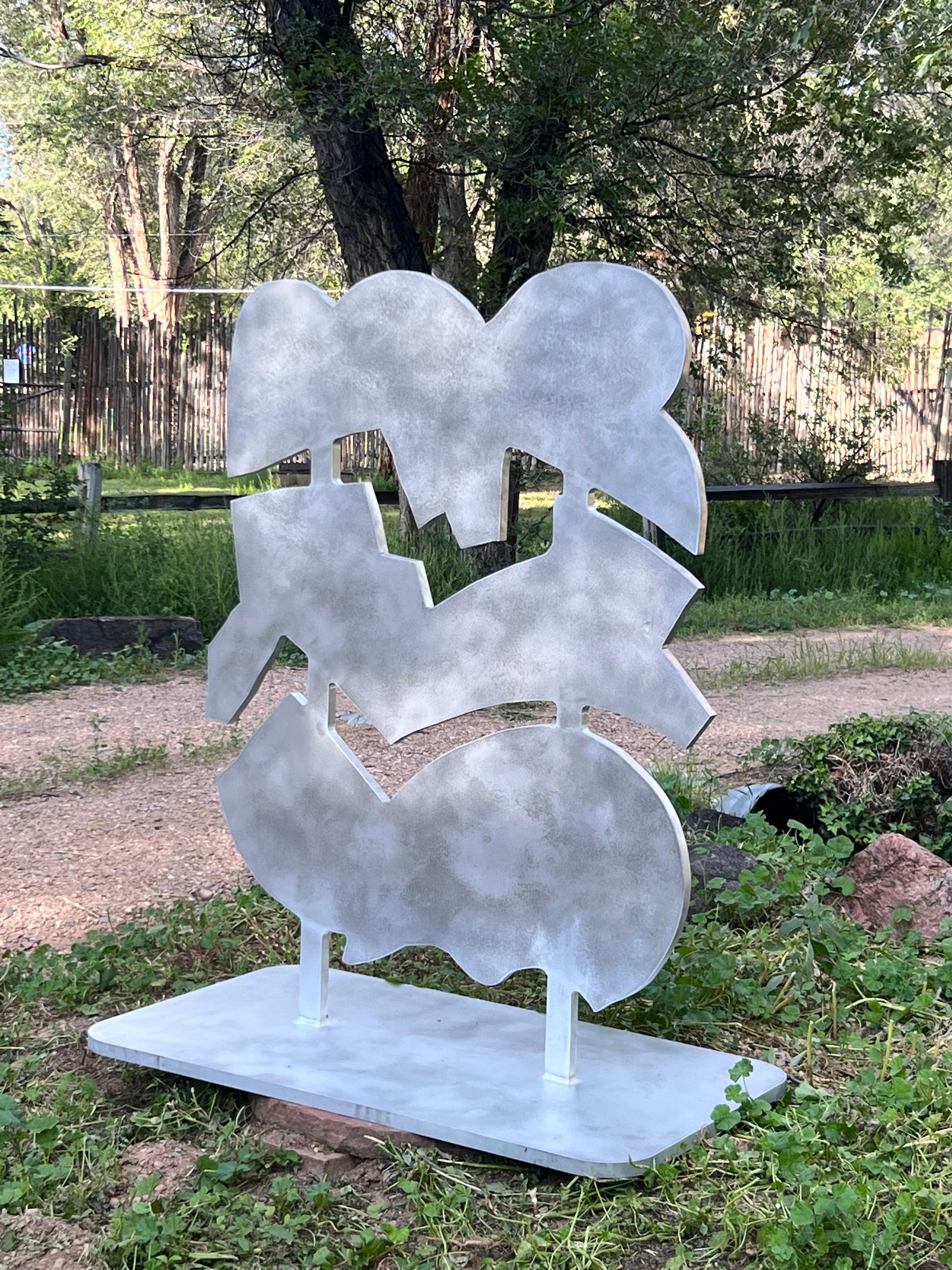 Cloudy, Aluminum, Sculpture, by Kerry Green, Silver, Clouds, Stacked, Outdoor For Sale 1