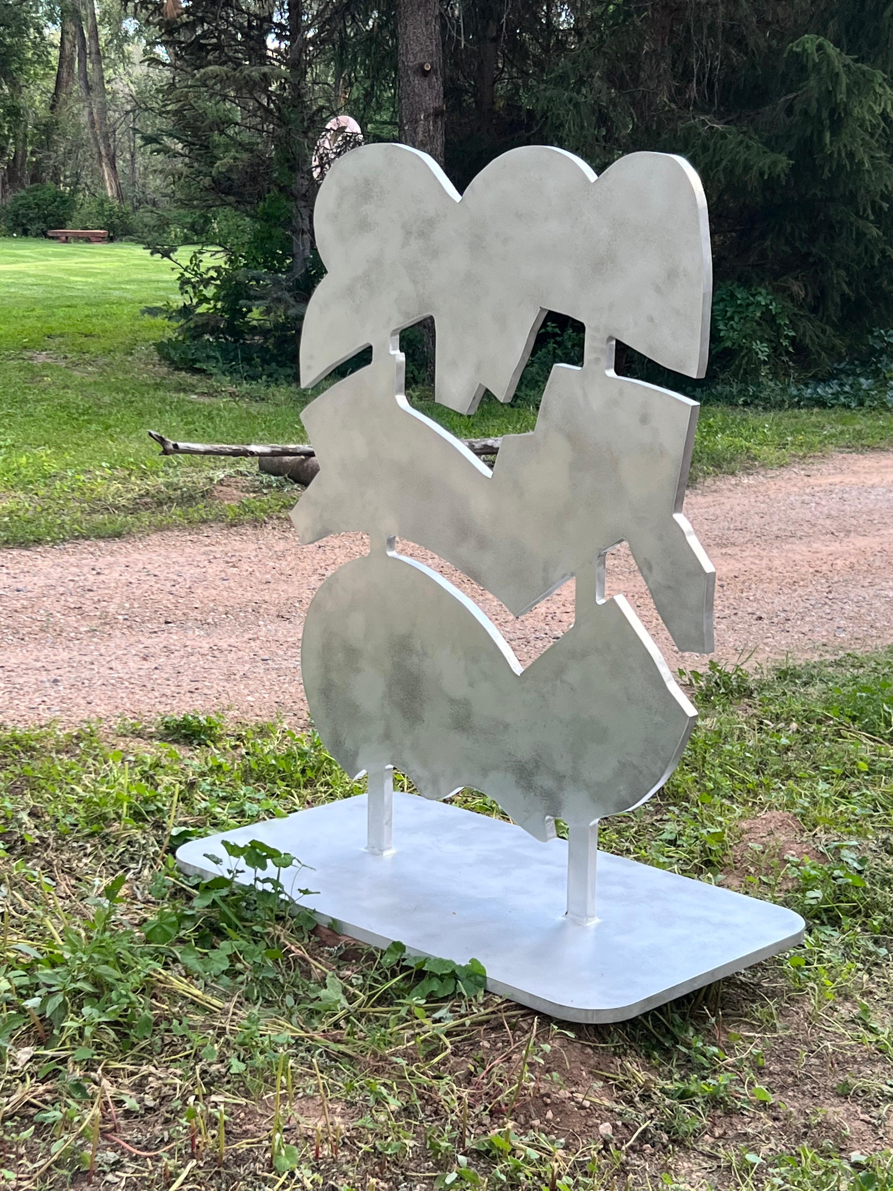 Cloudy, Aluminum, Sculpture, by Kerry Green, Silver, Clouds, Stacked, Outdoor For Sale 3