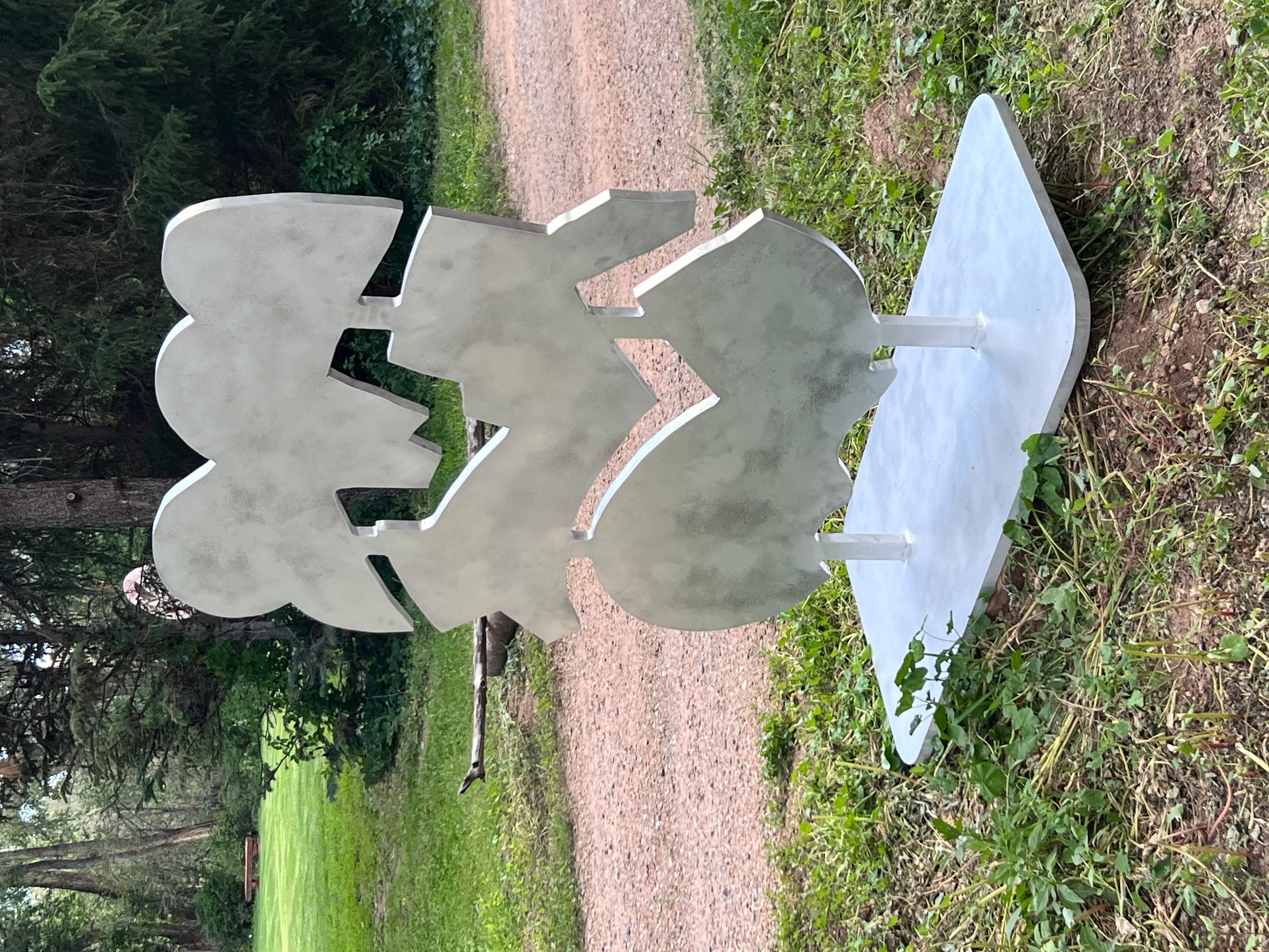 Cloudy, Aluminum, Sculpture, by Kerry Green, Silver, Clouds, Stacked, Outdoor For Sale 3
