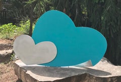 Wwtch, hug, cœurs, sculpture, par Kerry Green, turquoise, bleu, argent, neuf