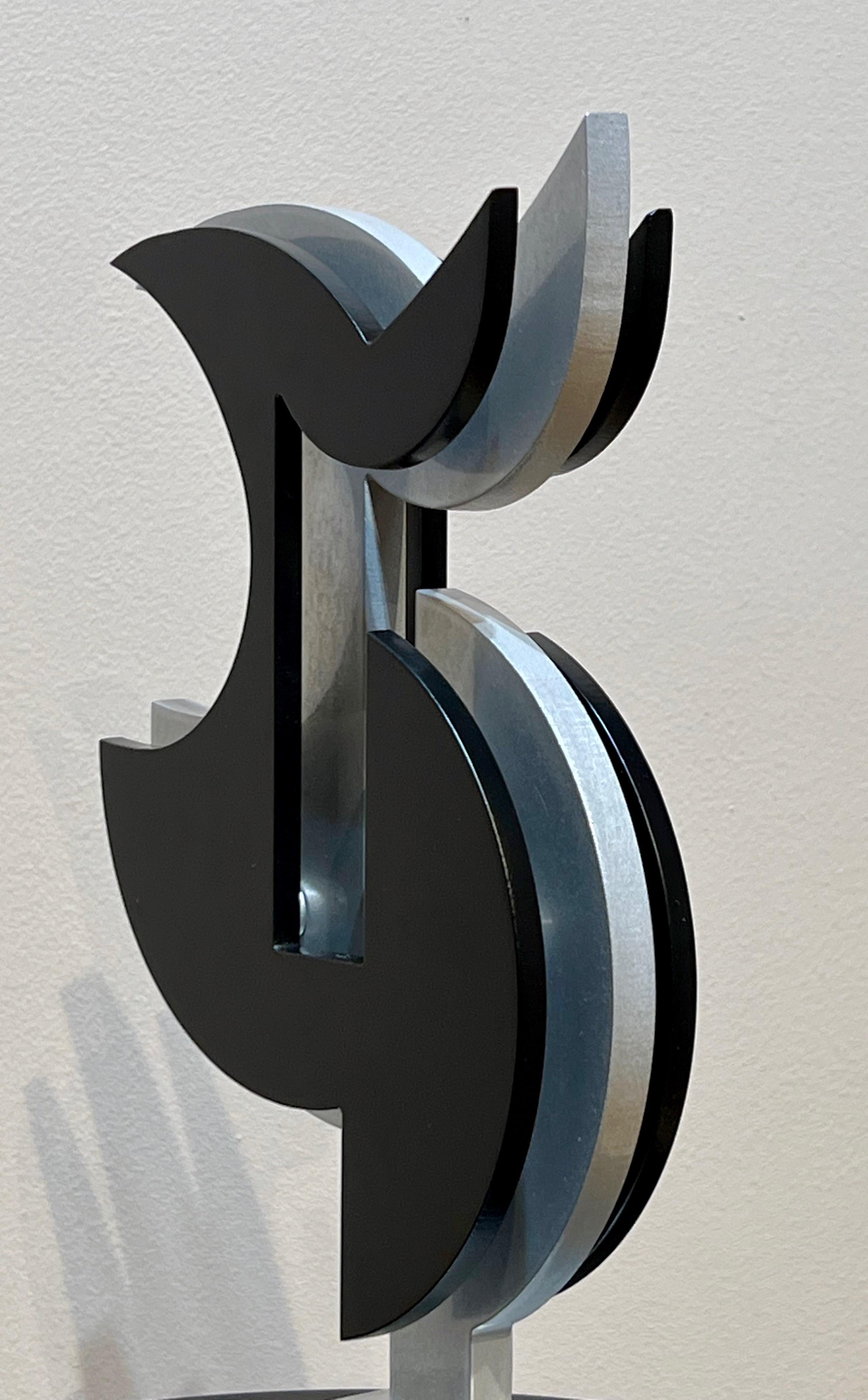 Flame, sculpture by Kerry Green, abstract, silver, black, indoor, outdoor, contem For Sale 1