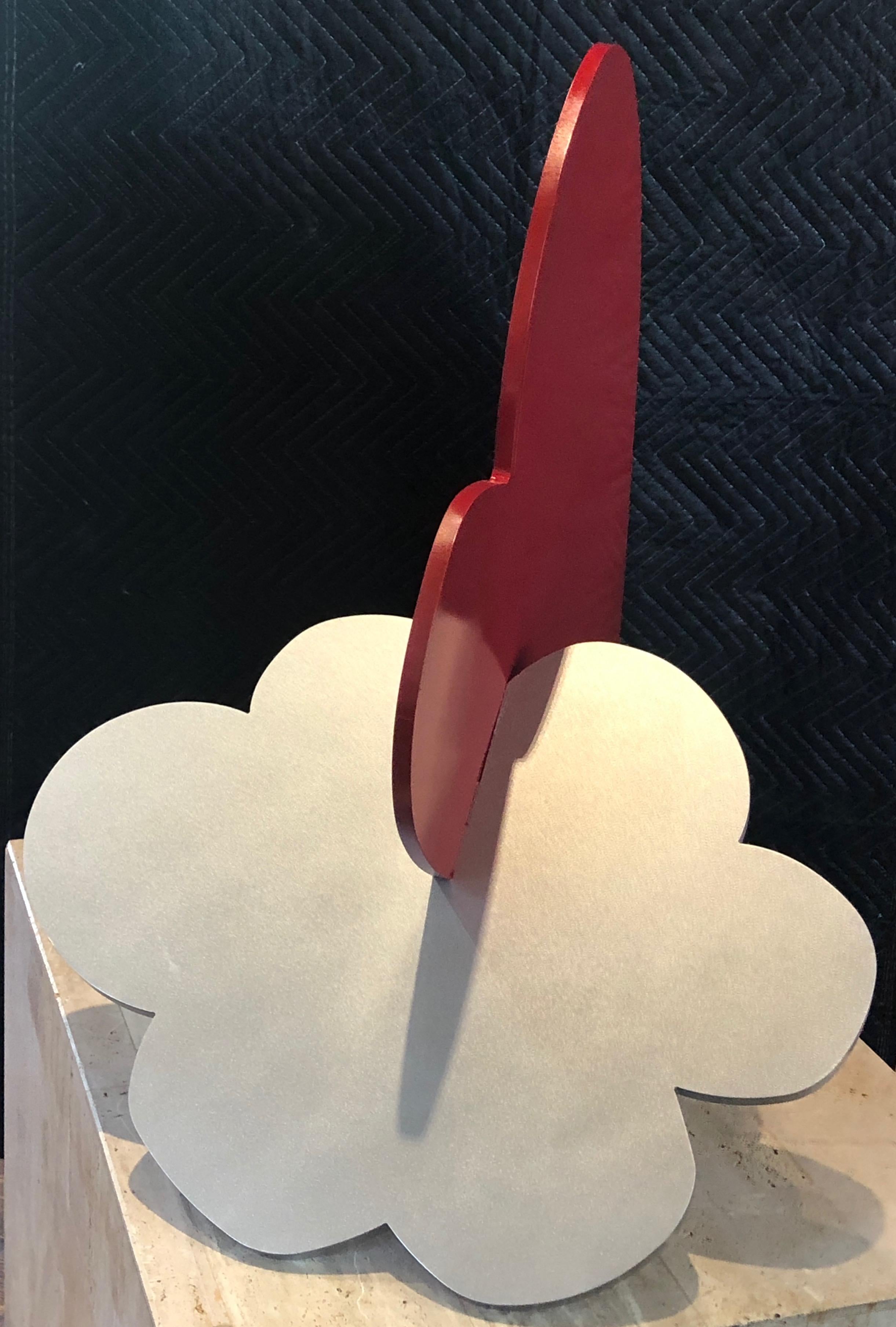 Heart + Cloud, sculpture de Kerry Green, contemporaine, intérieur, extérieur, rouge, argent en vente 3