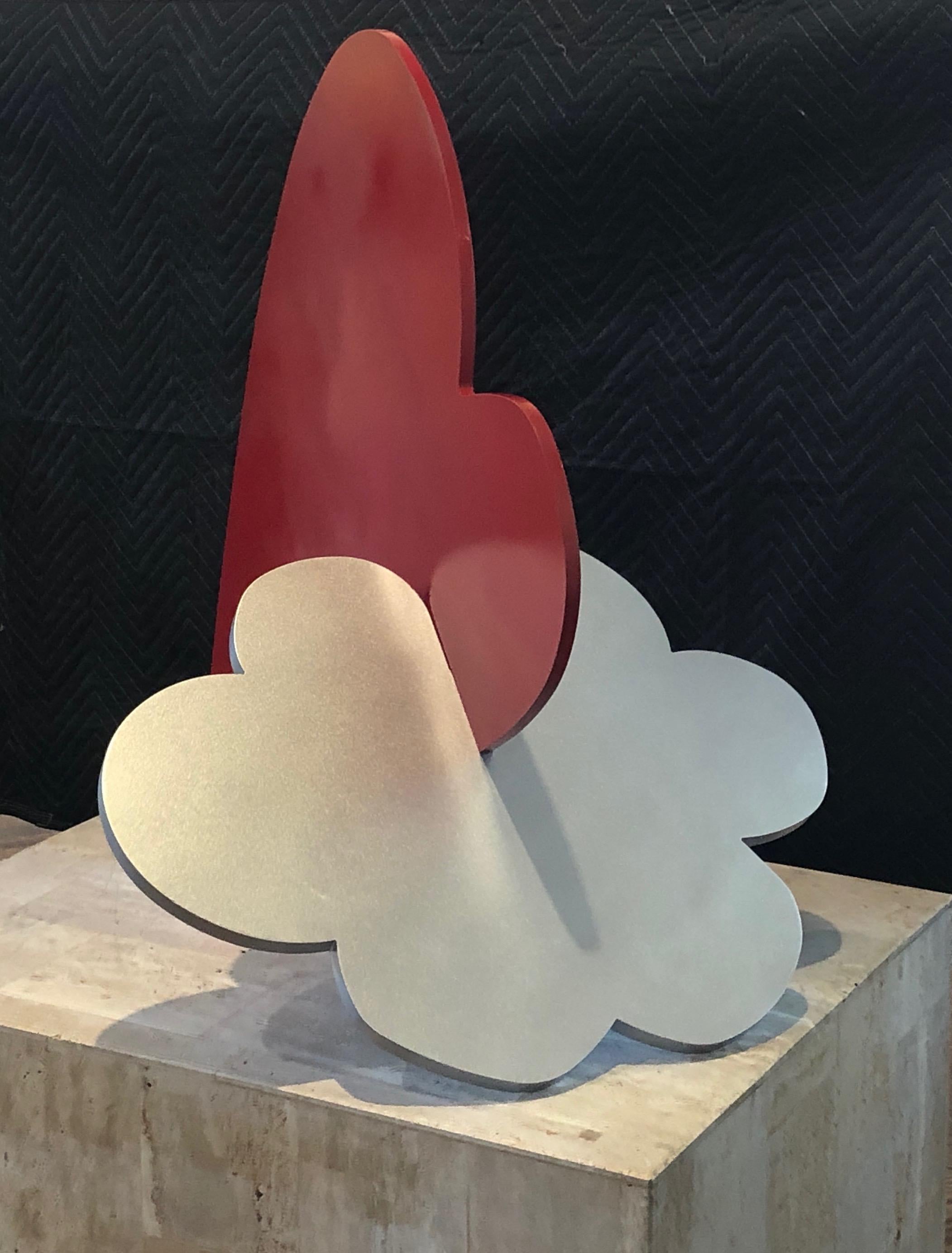 Heart + Cloud, sculpture by Kerry Green, contemporary, indoor, outdoor, red, silver For Sale 1