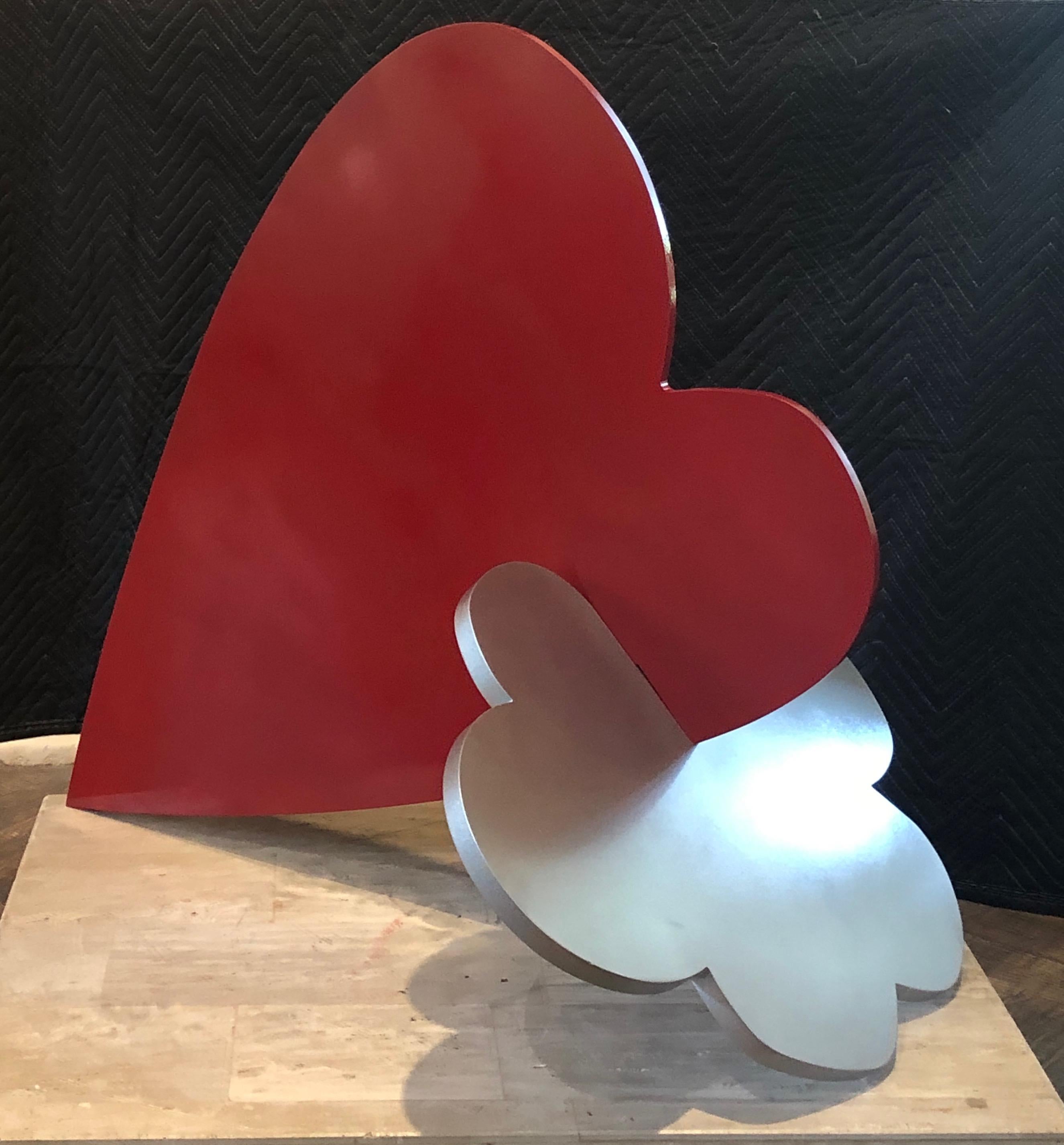 Heart + Cloud, sculpture by Kerry Green, contemporary, indoor, outdoor, red, silver For Sale 2