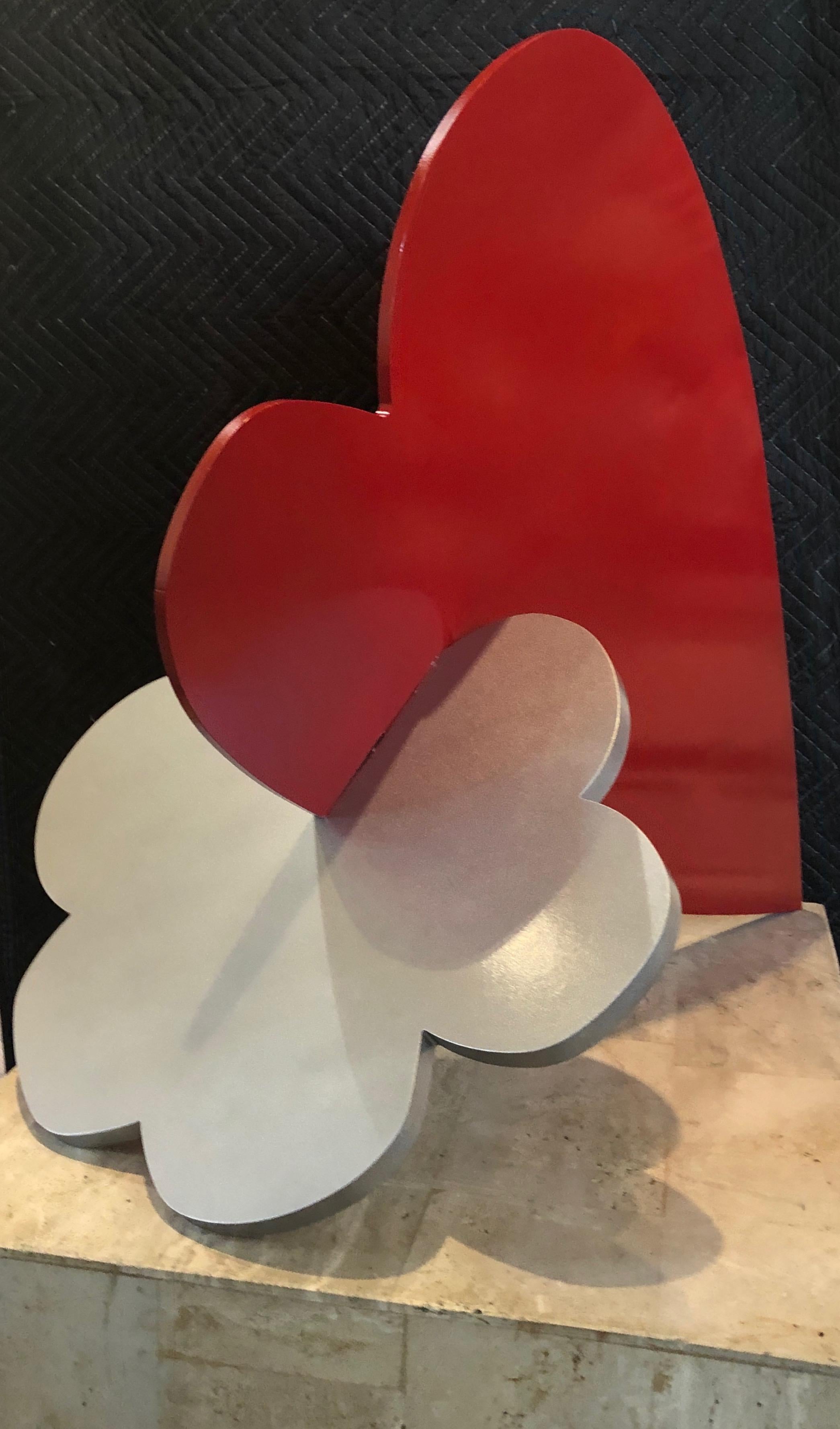 Heart + Cloud, sculpture de Kerry Green, contemporaine, intérieur, extérieur, rouge, argent en vente 2