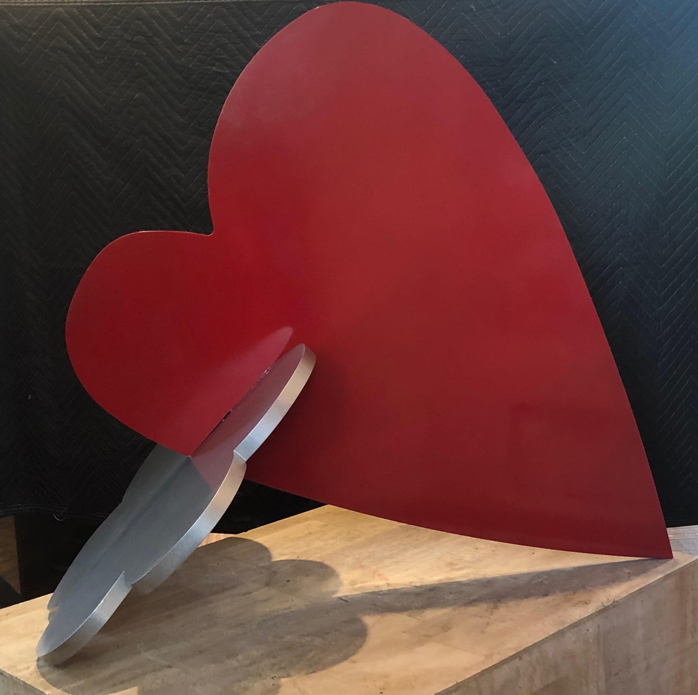 Heart + Cloud, sculpture by Kerry Green, contemporary, indoor, outdoor, red, silver For Sale 6
