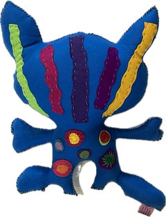 Critter Free Range Critter de Kerry Green, sculpture douce bleu clair et foncé de Santa Fe