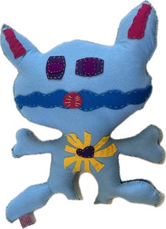 Light and Dark Blue Free Range Critter, by Kerry Green, soft sculpture, Santa Fe